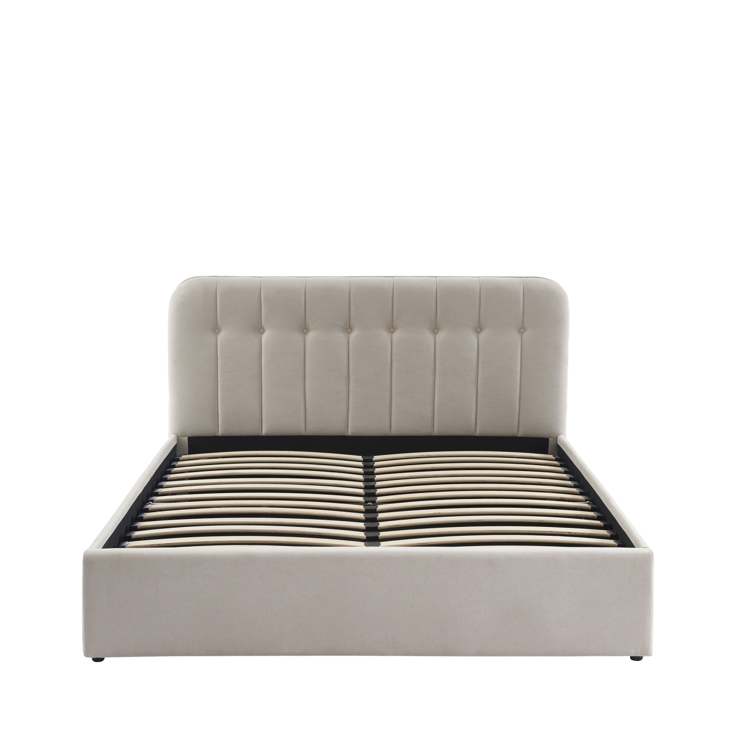 Torgo - Lit coffre matelassé en velours 160x200cm - Beige