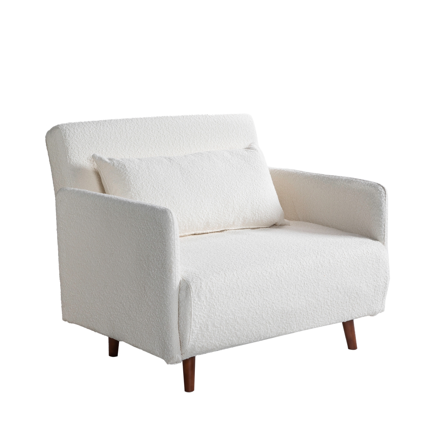 Belushi - Fauteuil convertible en tissu bouclette - Écru