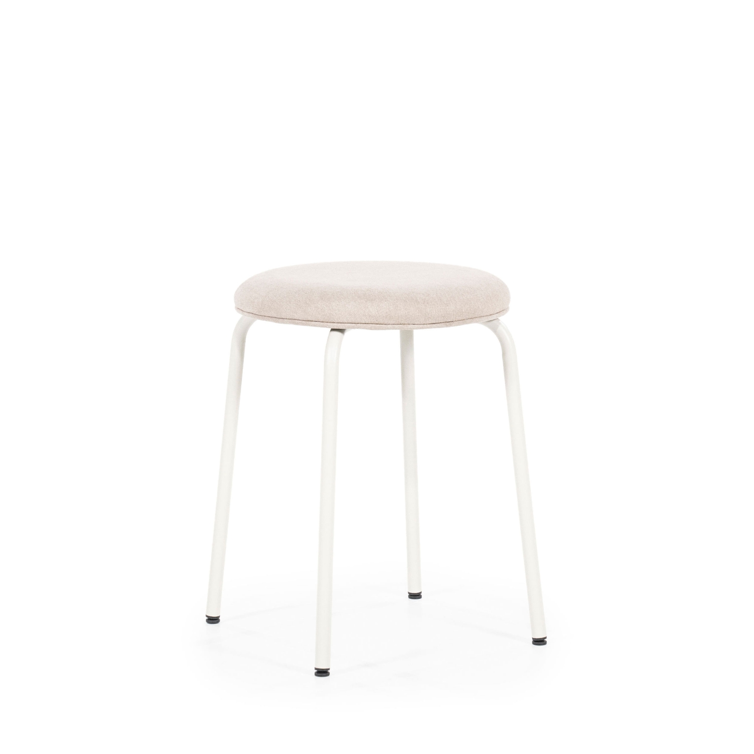 Skola - Lot de 2 tabourets ronds en tissu et métal ø37cm - Beige