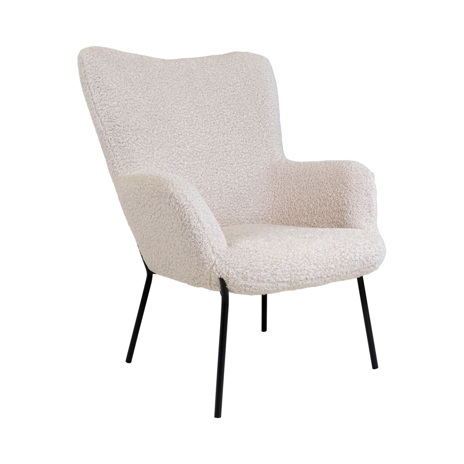 Glasgow - Fauteuil en tissu bouclette et métal - Blanc