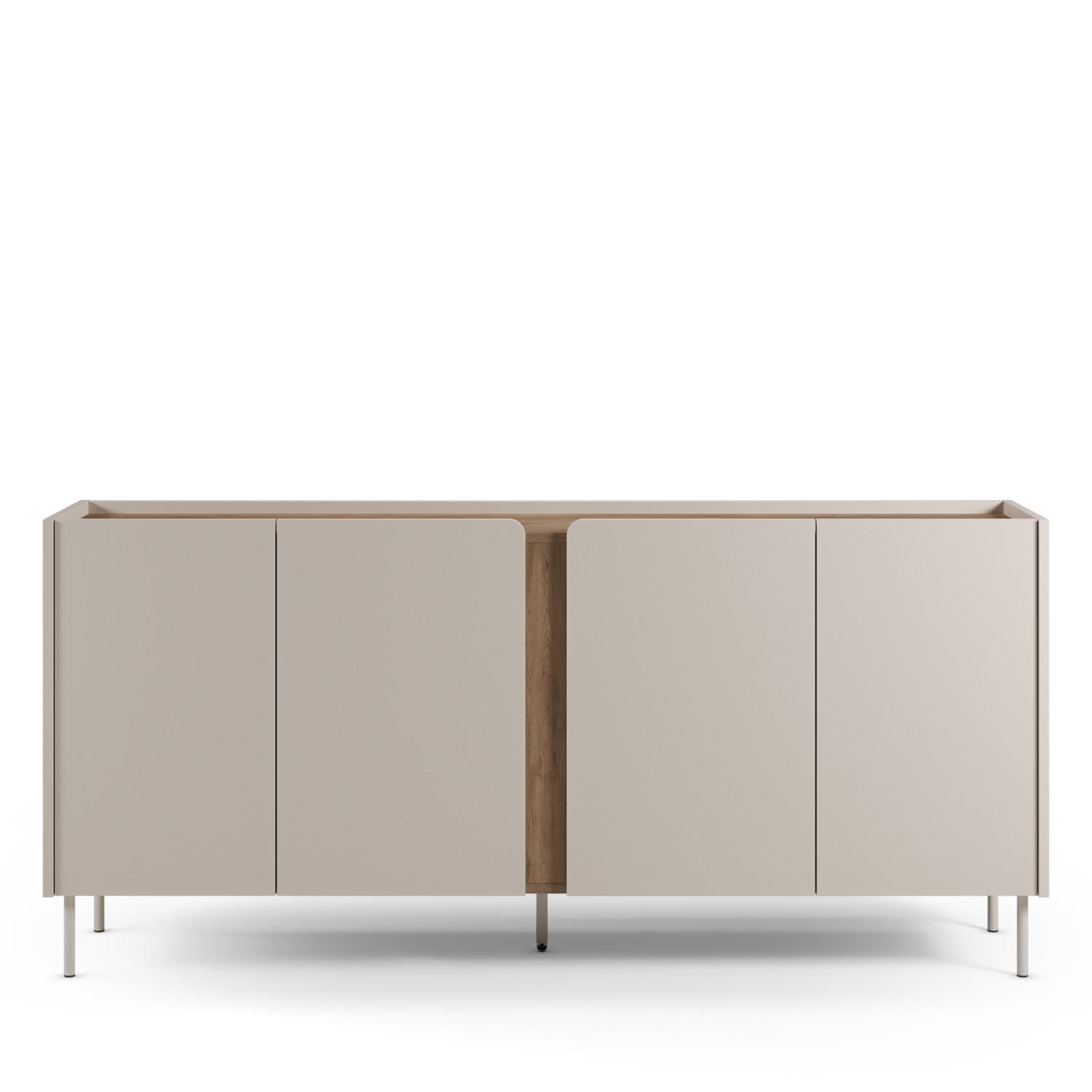 Boxy - Buffet 4 portes en bois et métal L180cm - Beige