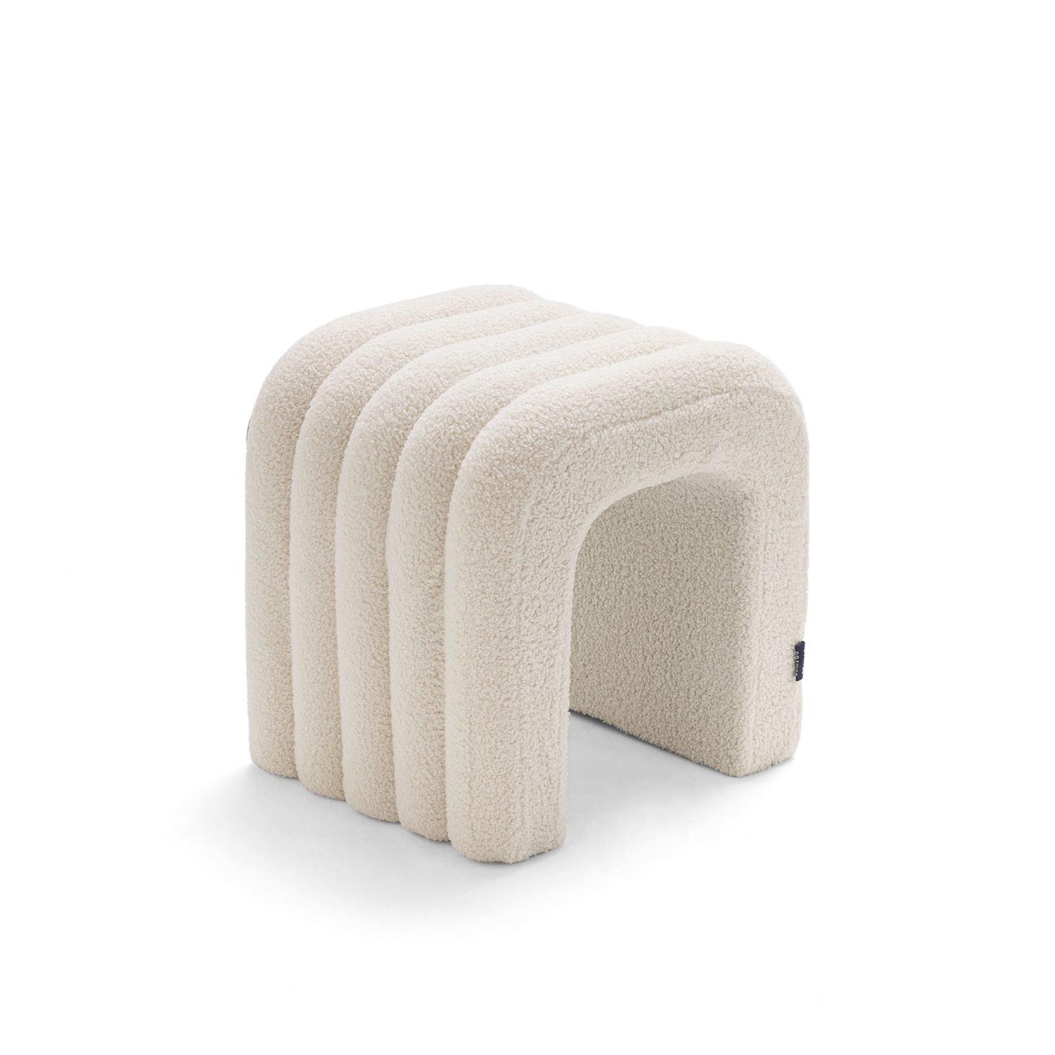Mui - Tabouret rembourré en tissu bouclette - Blanc
