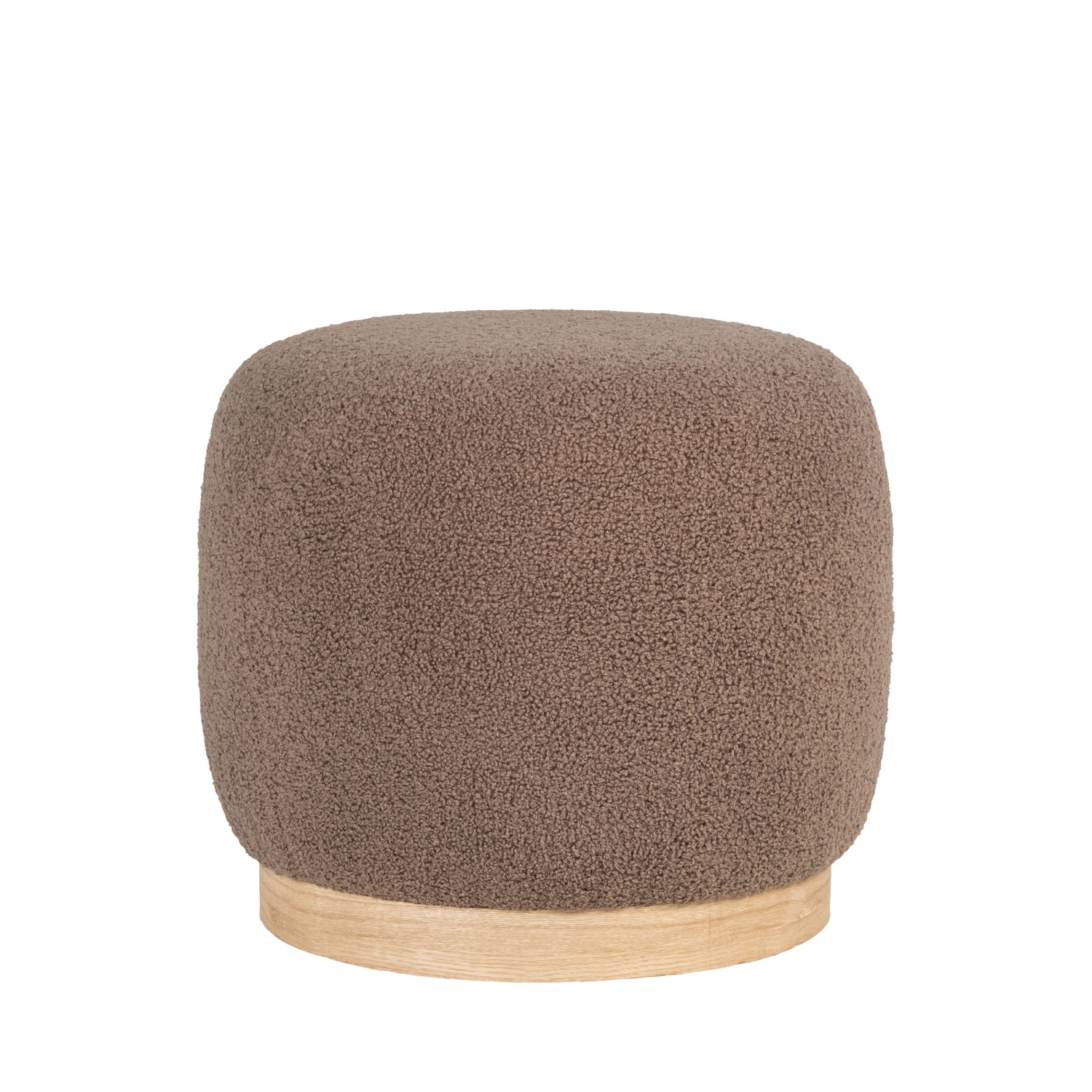 Belfort - Pouf rond en tissu bouclette ø44,5cm : Couleur - Marron