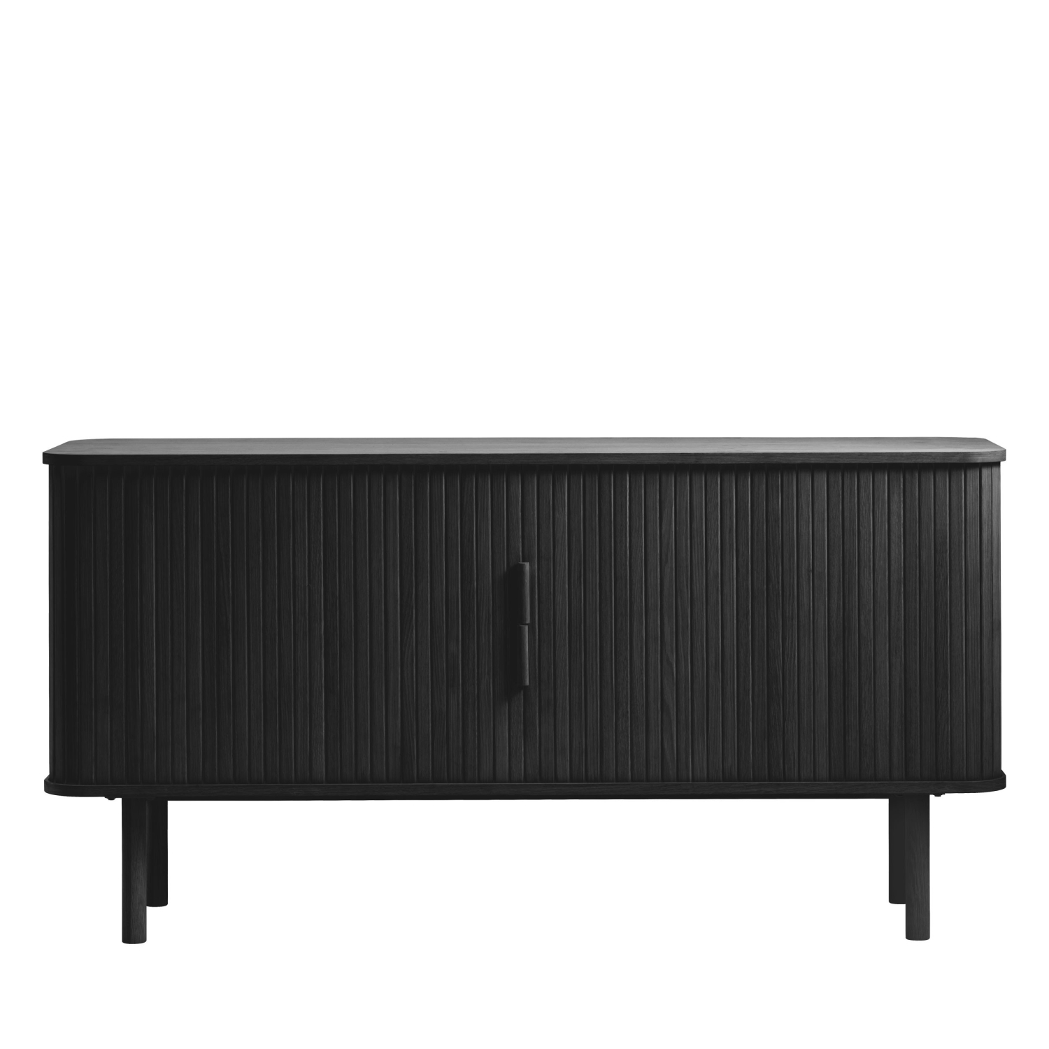 Callan - Buffet aux portes coulissantes en bois strié L160cm - Noir