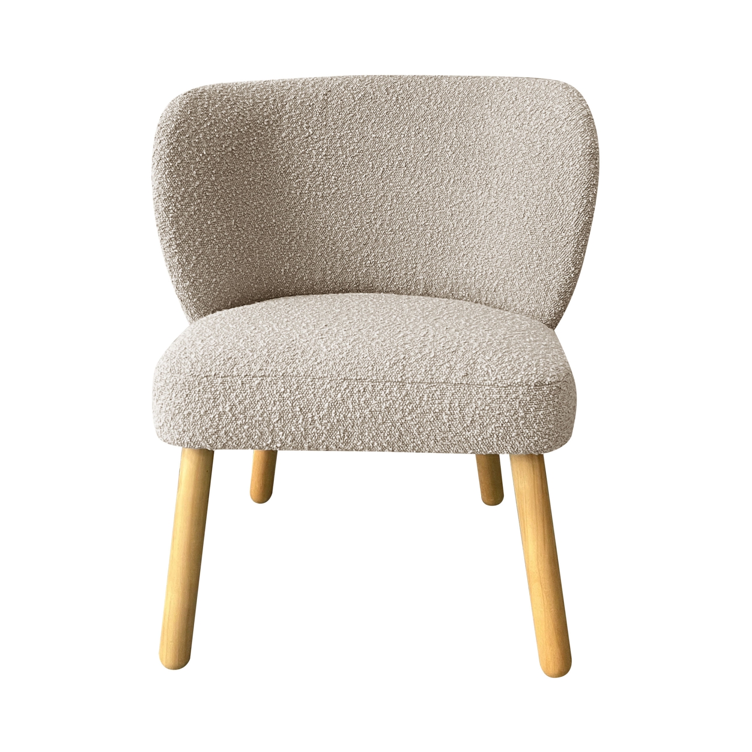 Raph - Fauteuil en tissu bouclette et bois - Taupe