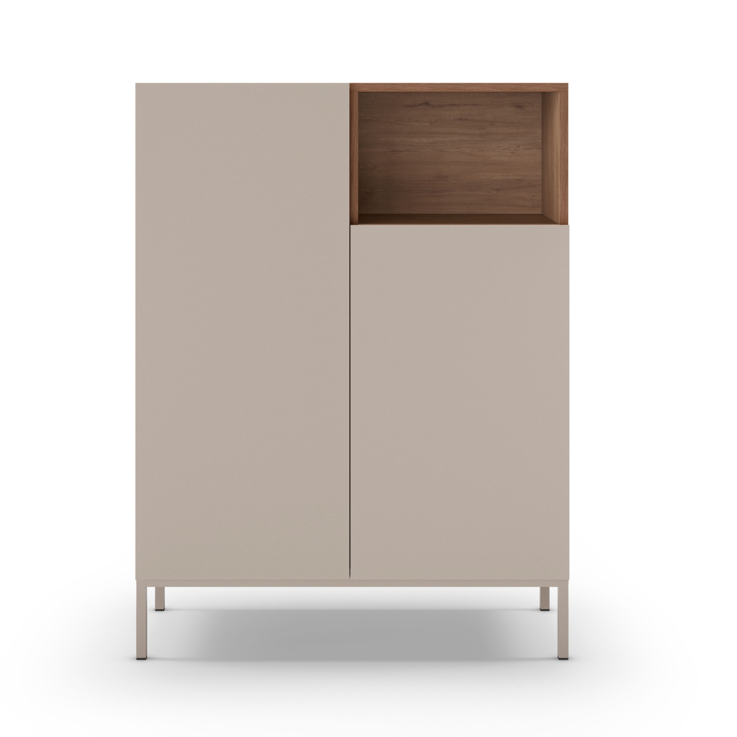 Quenor - Buffet 2 portes en bois et métal H120cm - Beige