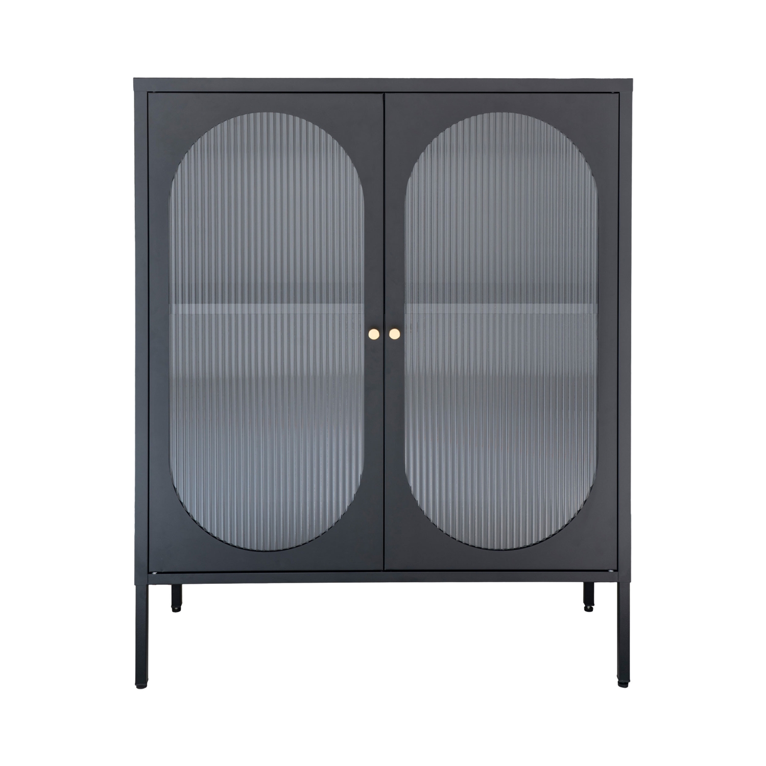 Adelaide - Buffet 2 portes en verre et métal L90cm - Noir