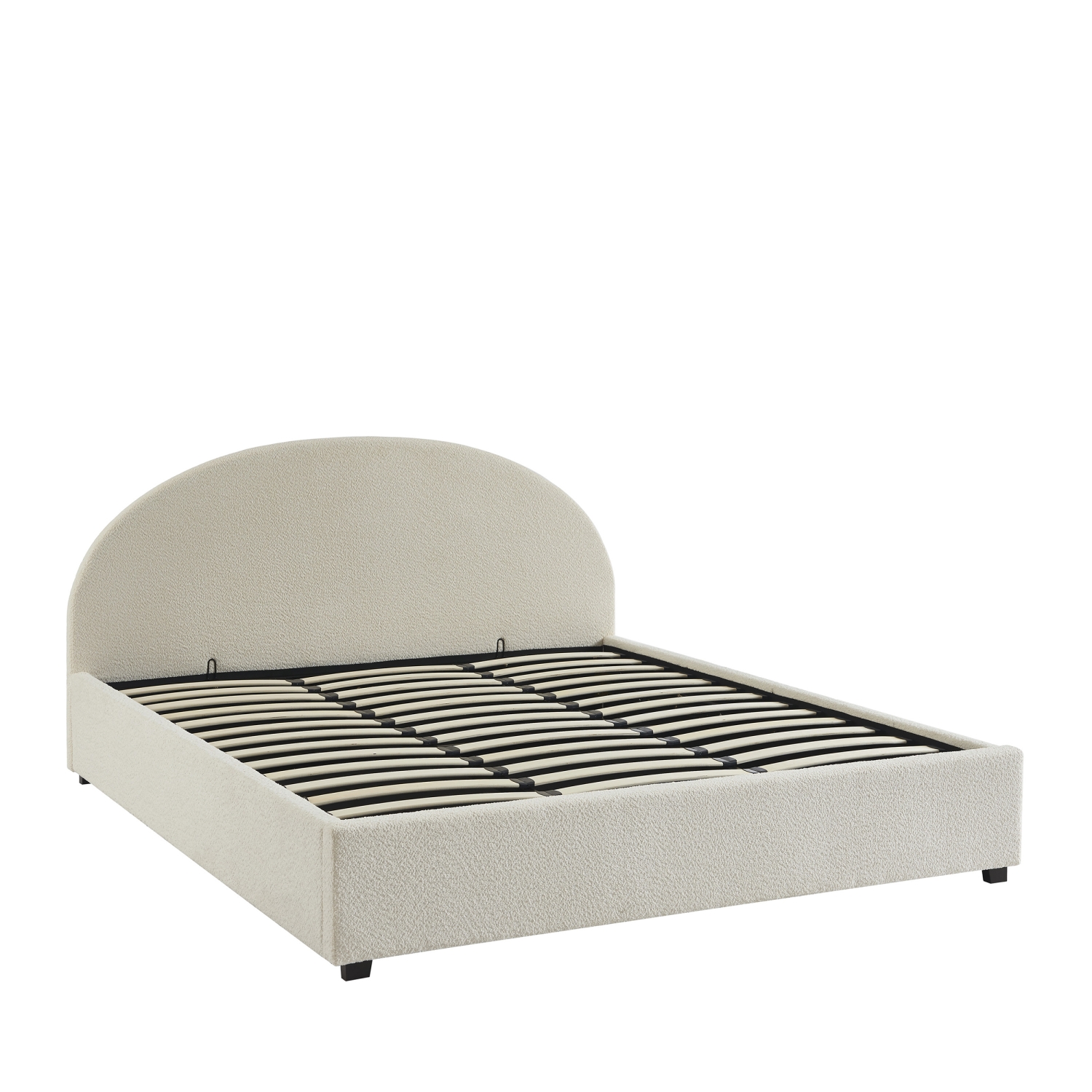 Merle - Lit coffre en tissu bouclette 180x200cm - Écru