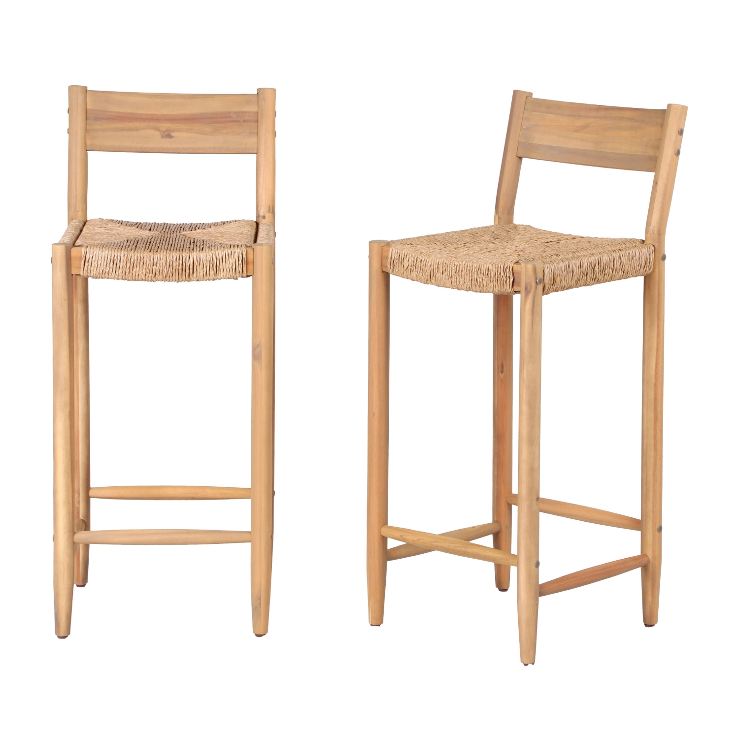 Woody - Lot de 2 tabourets de bar intérieur/extérieur en bois H76cm - Bois clair