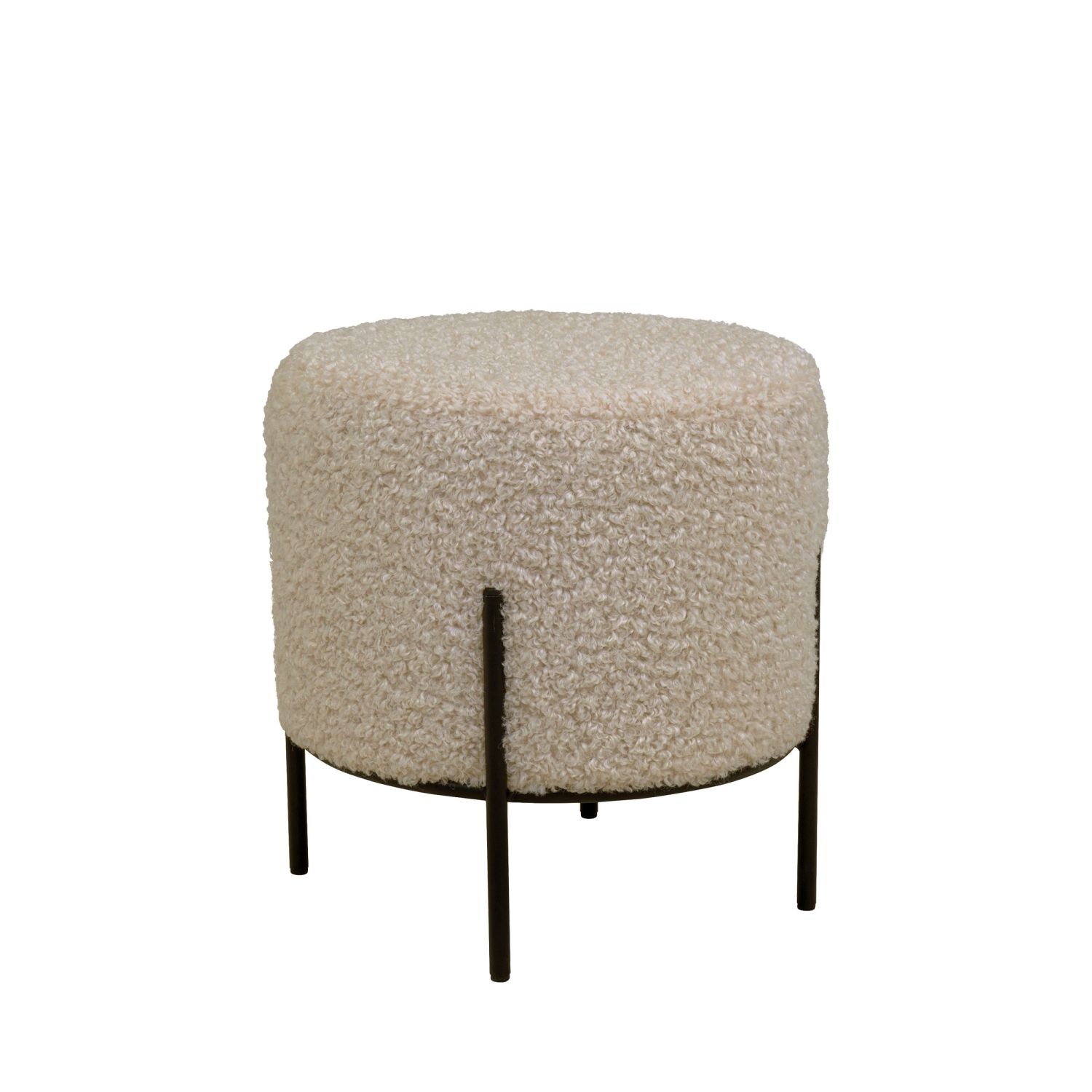 Alford - Pouf rond en tissu bouclette et métal ø35,5cm - Sable