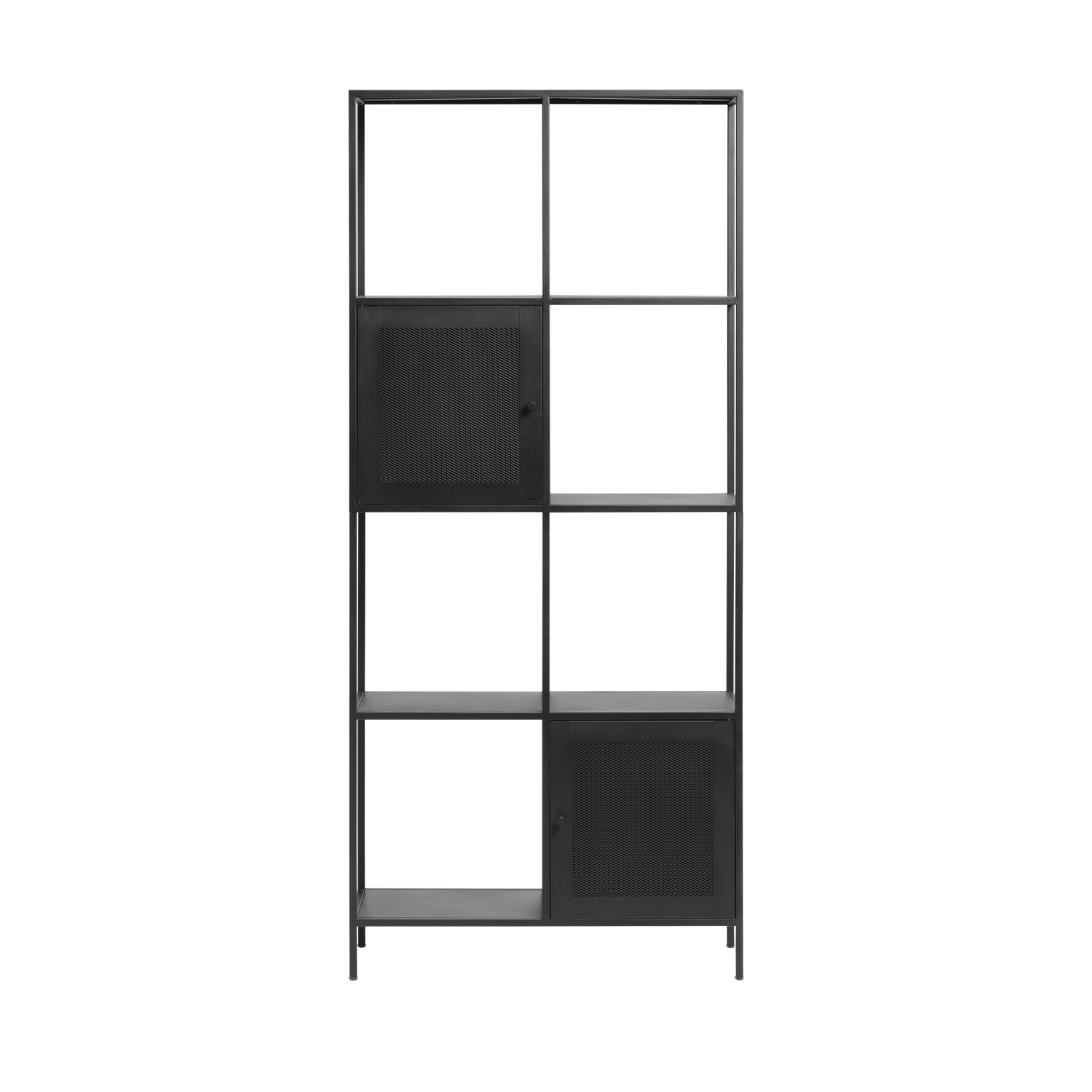 Abel - Bibliothèque 2 portes, 6 niches en métal H180cm - Noir