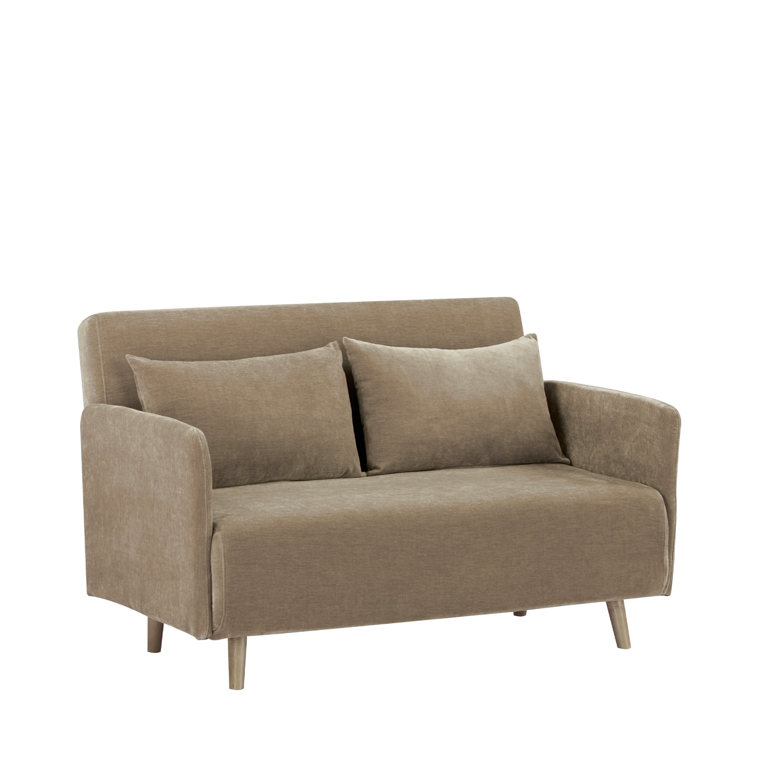 Belushi - Canapé convertible 2 places en tissu chenille L120cm - Taupe