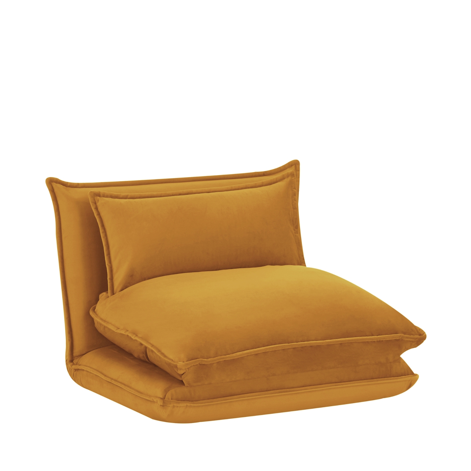 Nala - Chauffeuse convertible 1 place en velours - Jaune moutarde