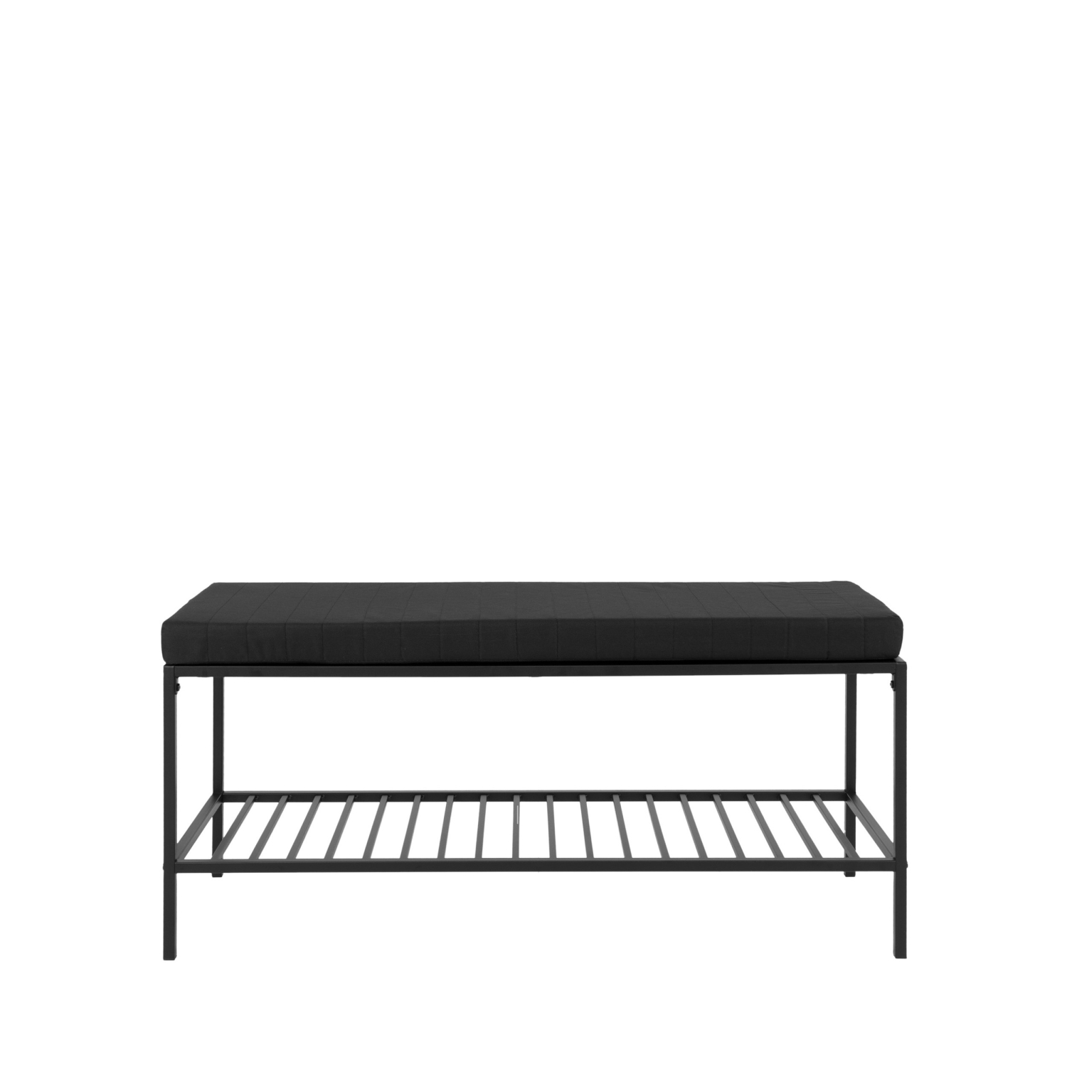 Vita - Banc en tissu et métal avec étagère L100cm - Noir