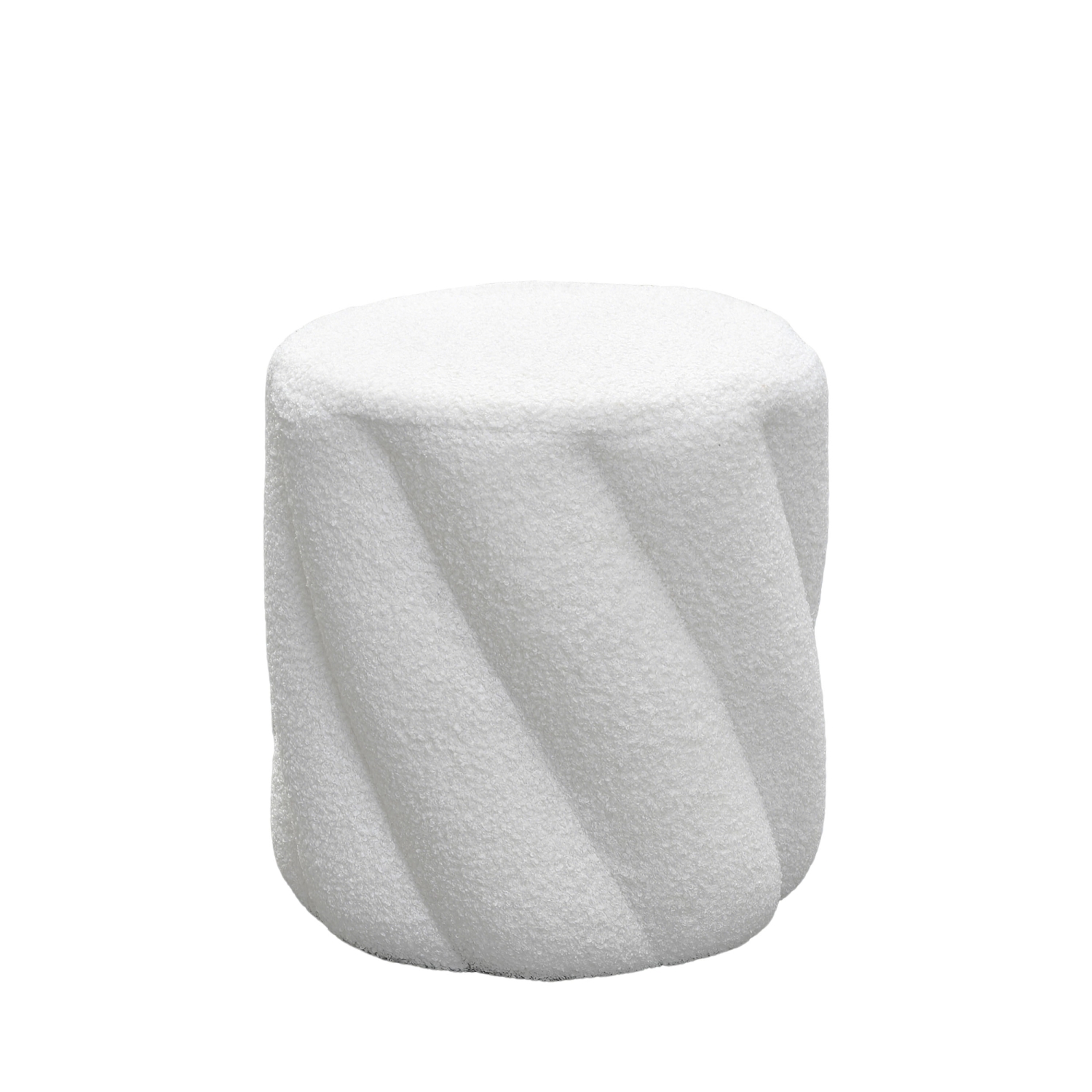Mallow - Pouf rond en tissu bouclette ø37cm - Blanc