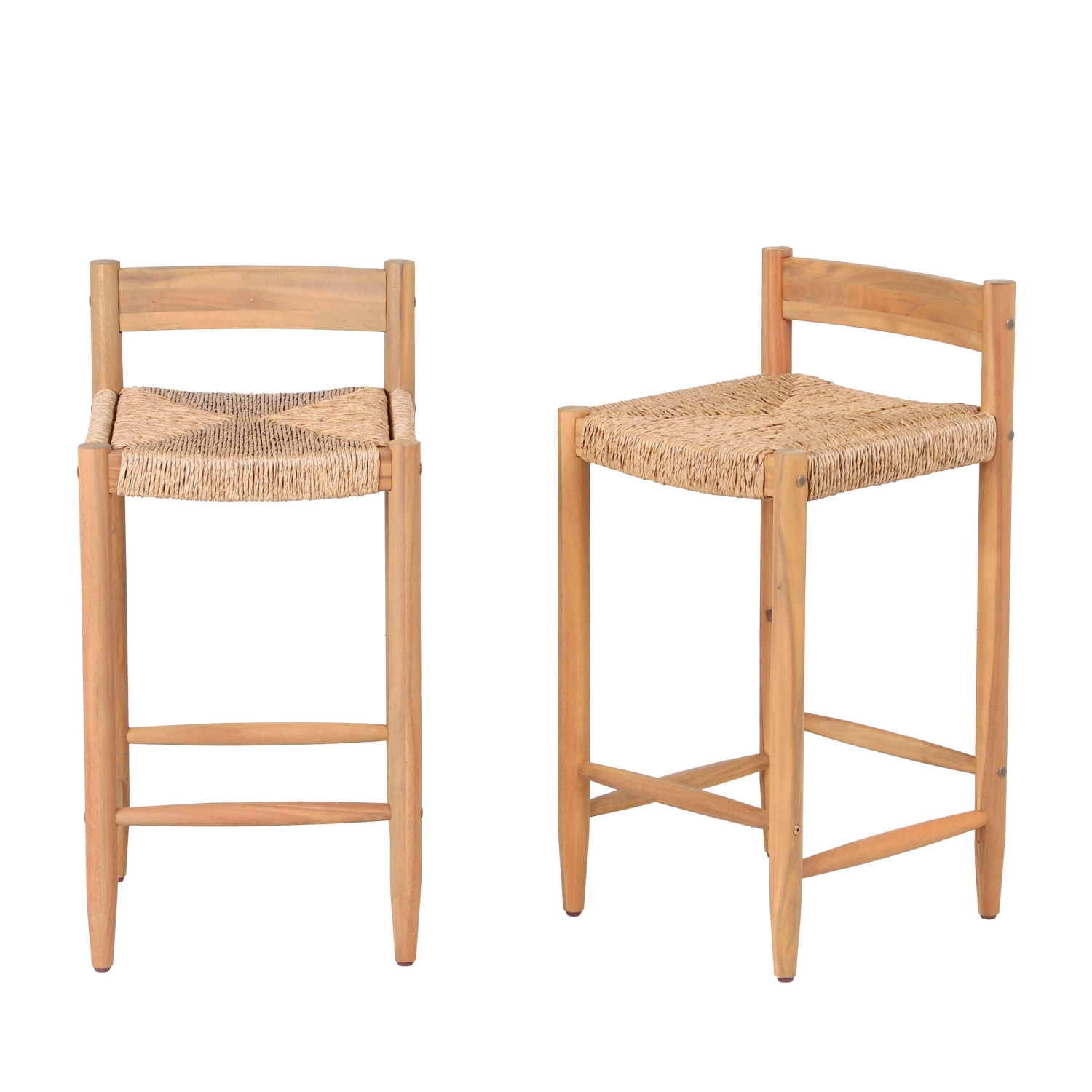 Tanno - Lot de 2 tabourets de bar intérieur/extérieur en bois H66cm - Bois clair