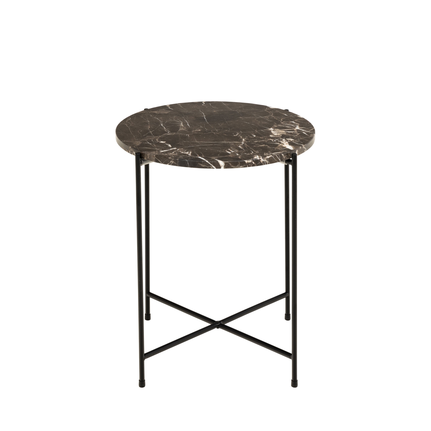 Tangara - Table d'appoint ronde en marbre ø42cm - Marron