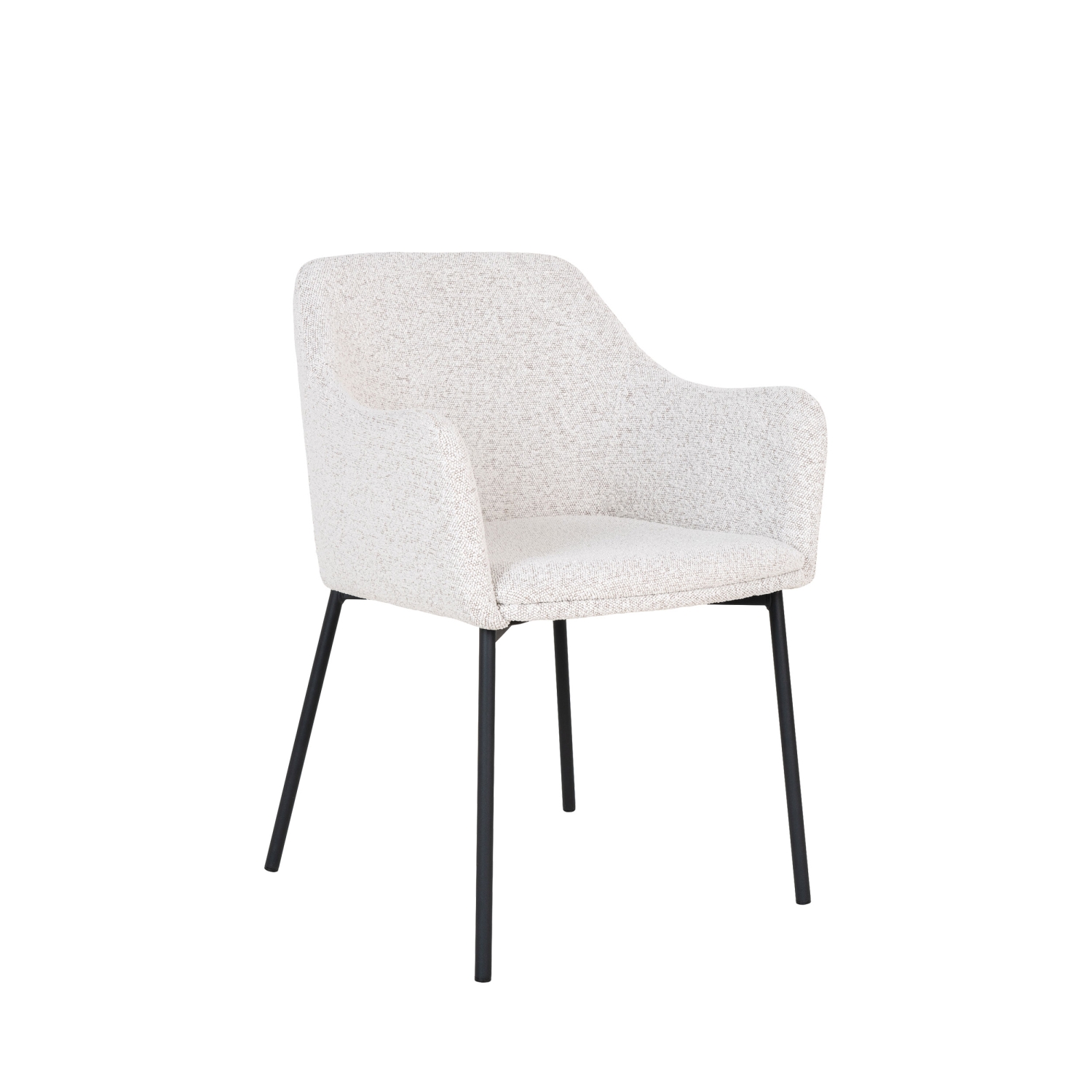 Melilla - Lot de 2 fauteuils de table en tissu bouclette et métal - Écru