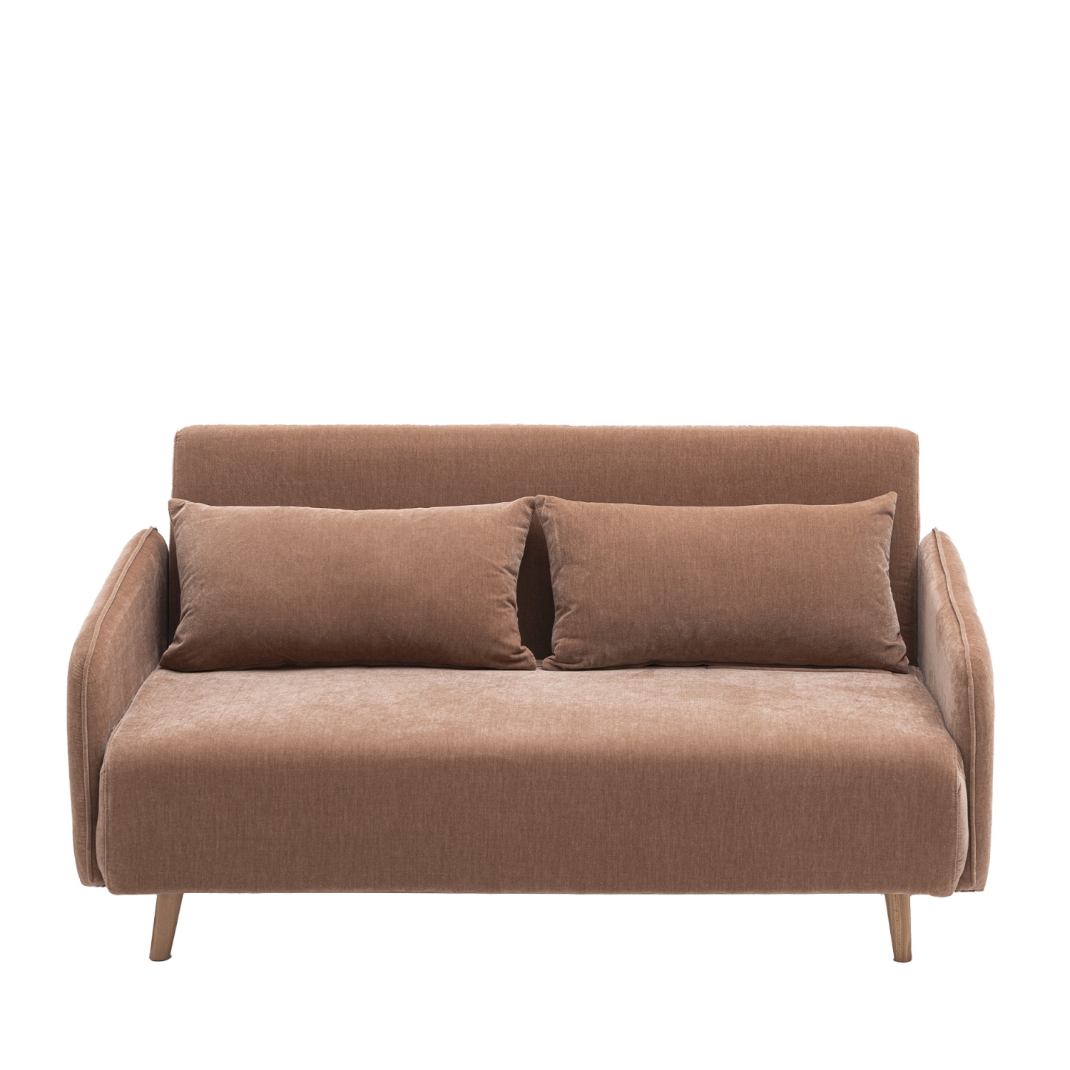 Monica - Canapé convertible 2 places en tissu chenille L140cm - Rose blush