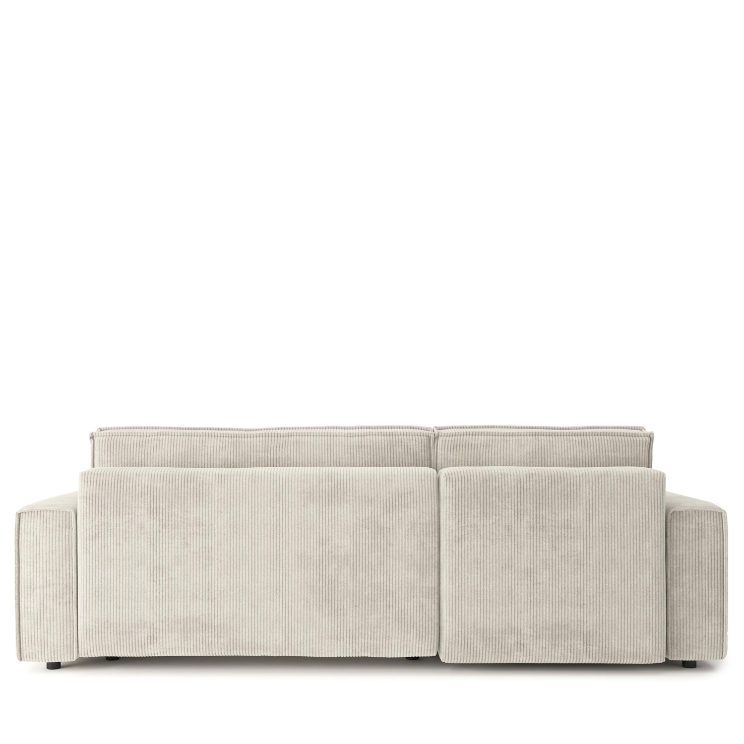 Clémence - Canapé d'angle réversible convertible en velours côtelé avec coffre L251cm - Beige