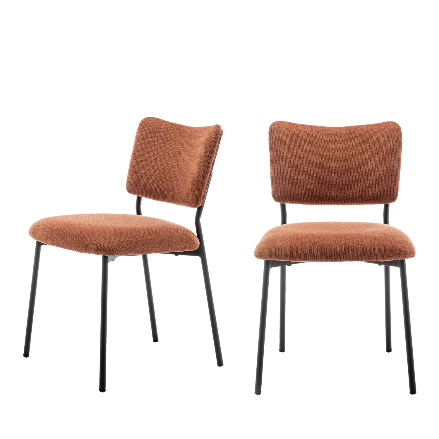 Vander - Lot de 2 chaises en tissu et métal - Rouille