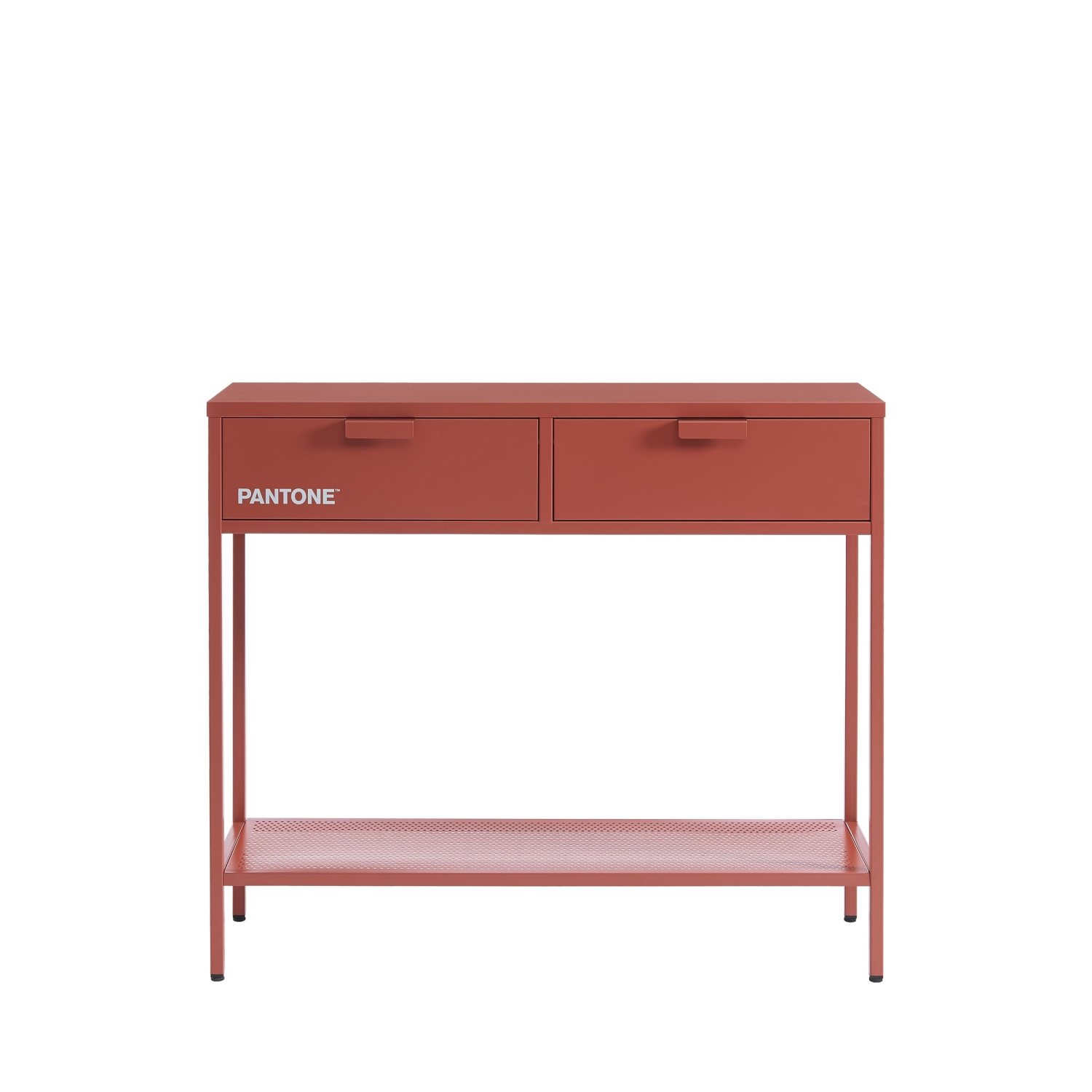 Nino - Console 2 tiroirs en métal PANTONE L100cm - Terracotta