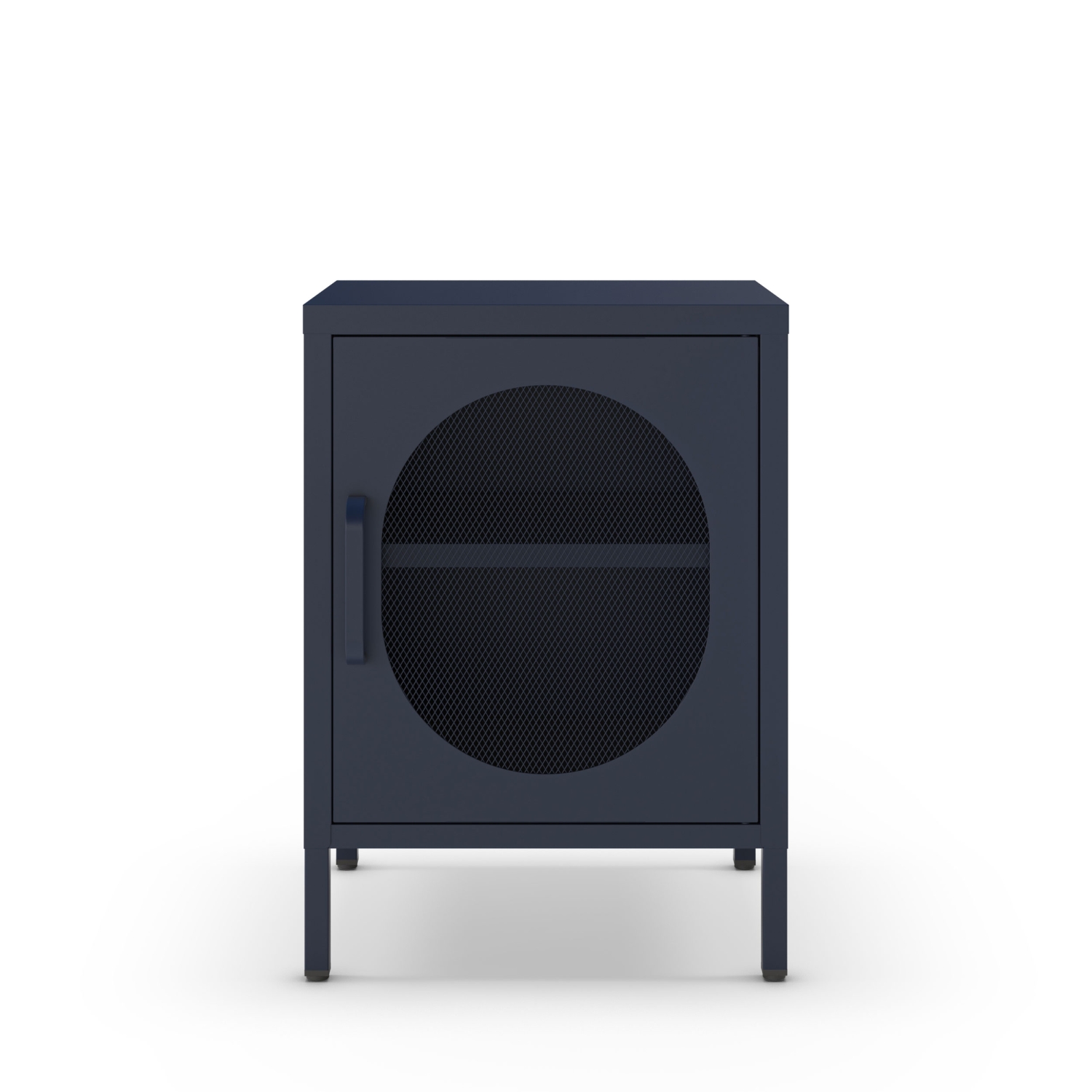 Zio - Table de chevet 1 porte en métal - Bleu nuit