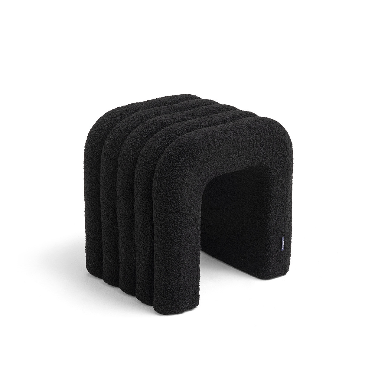 Mui - Tabouret rembourré en tissu bouclette - Noir
