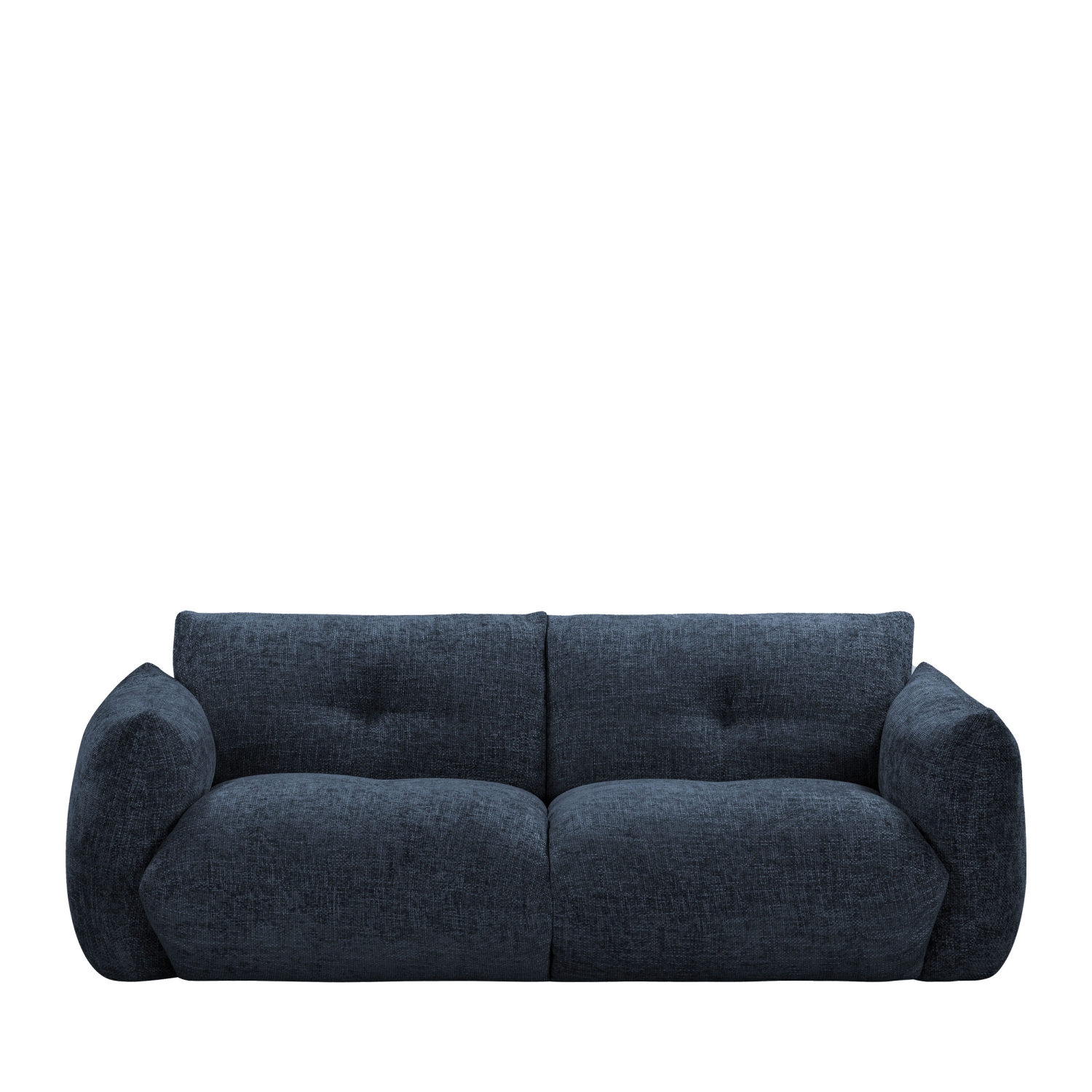 Bocca - Canapé droit 3 places en tissu à dossier capitonné - Bleu