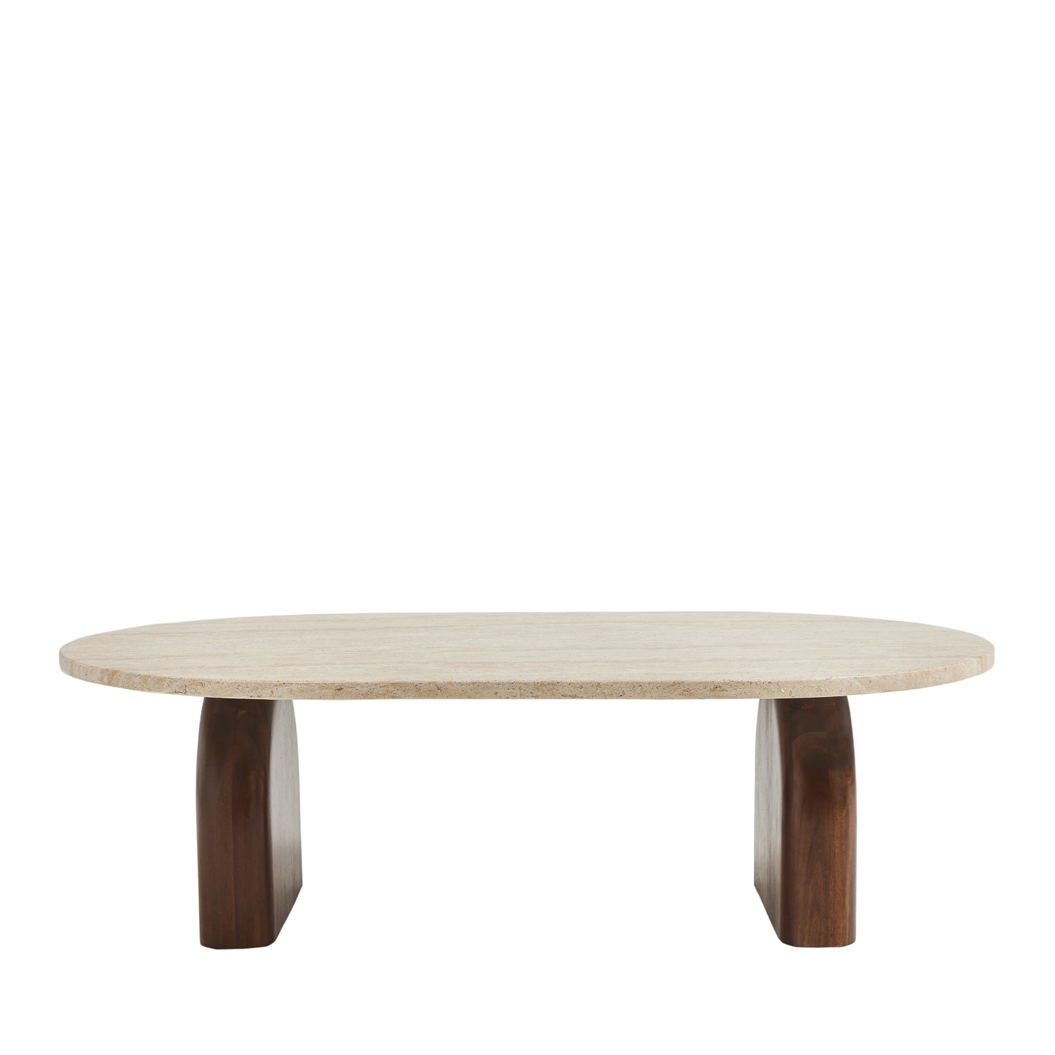 Lipali - Table basse en effet travertin et bois 100x60cm - Beige