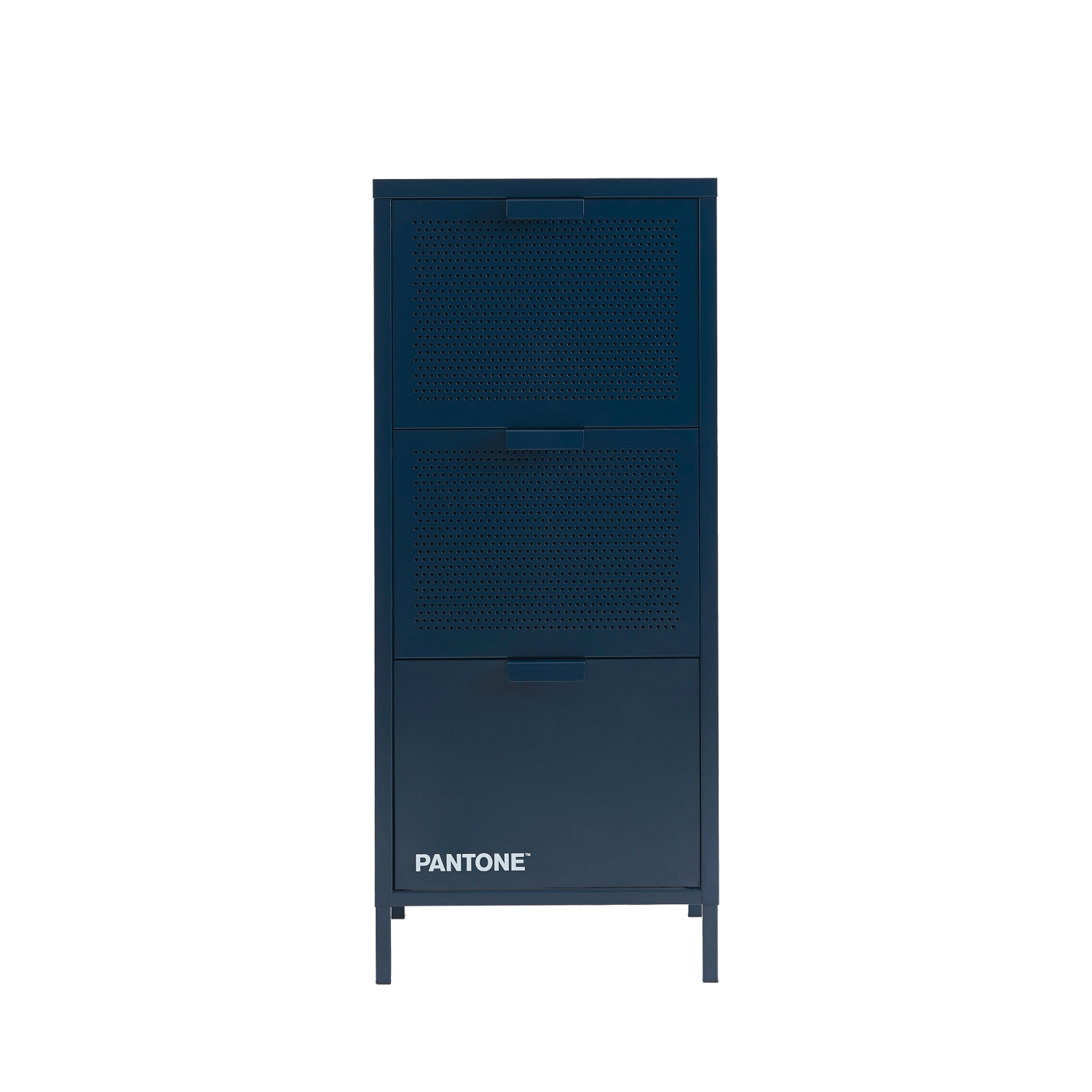 Nino - Petit meuble de rangement 3 tiroirs en métal PANTONE H105cm - Bleu nuit