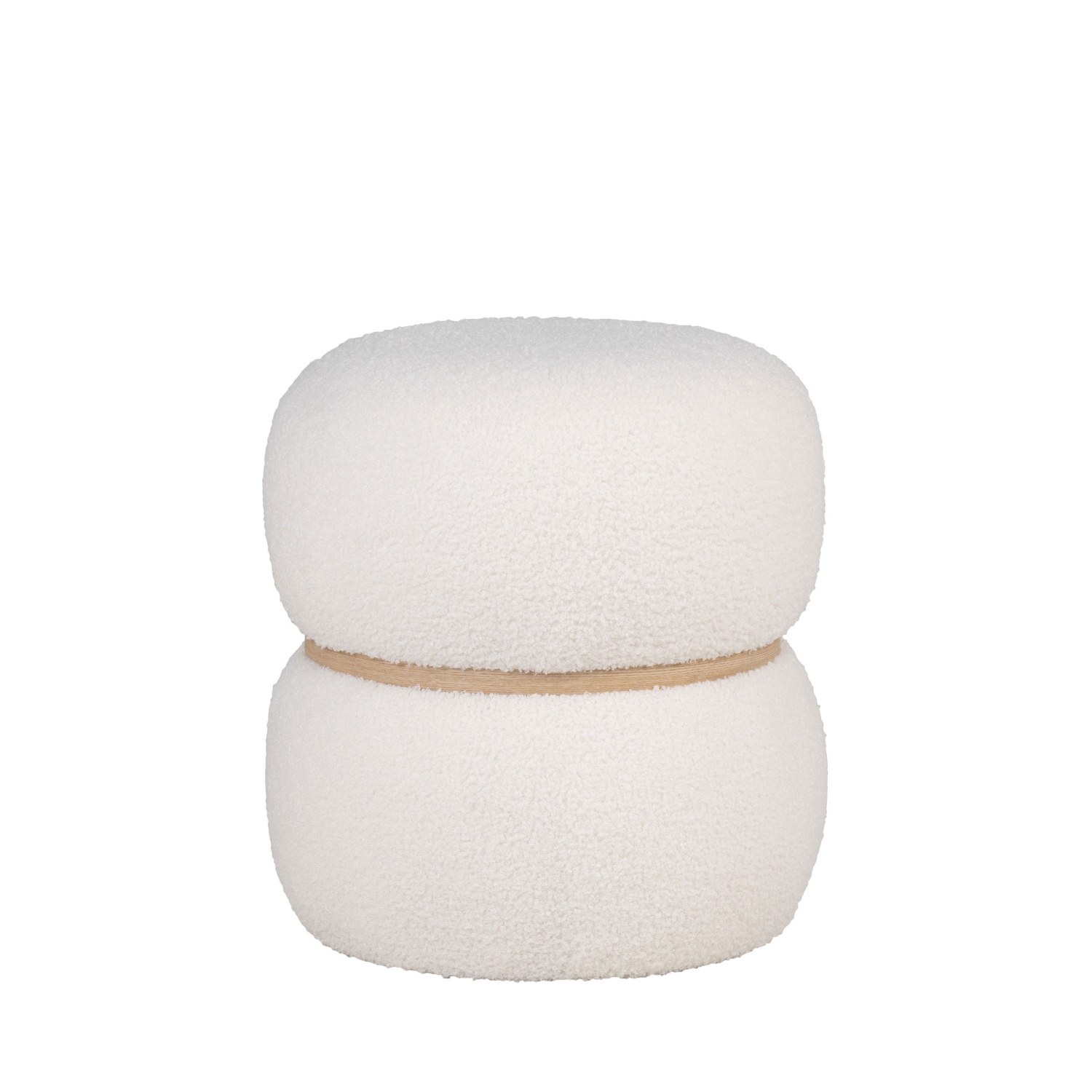 Milford - Pouf rond en tissu bouclette ø38cm : Couleur - Blanc