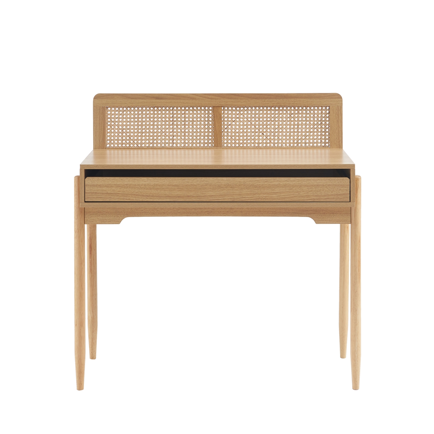Lilou - Bureau enfant 1 tiroir en bois et cannage H95cm - Bois clair
