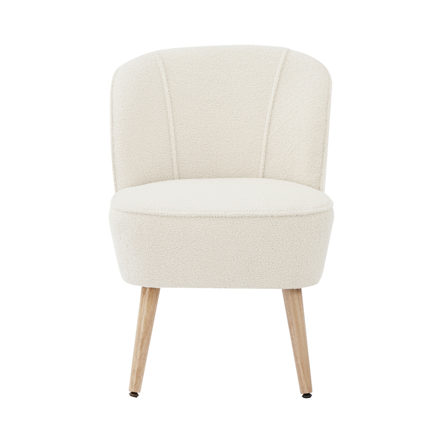 Douve - Fauteuil en tissu bouclette et bois - Ecru