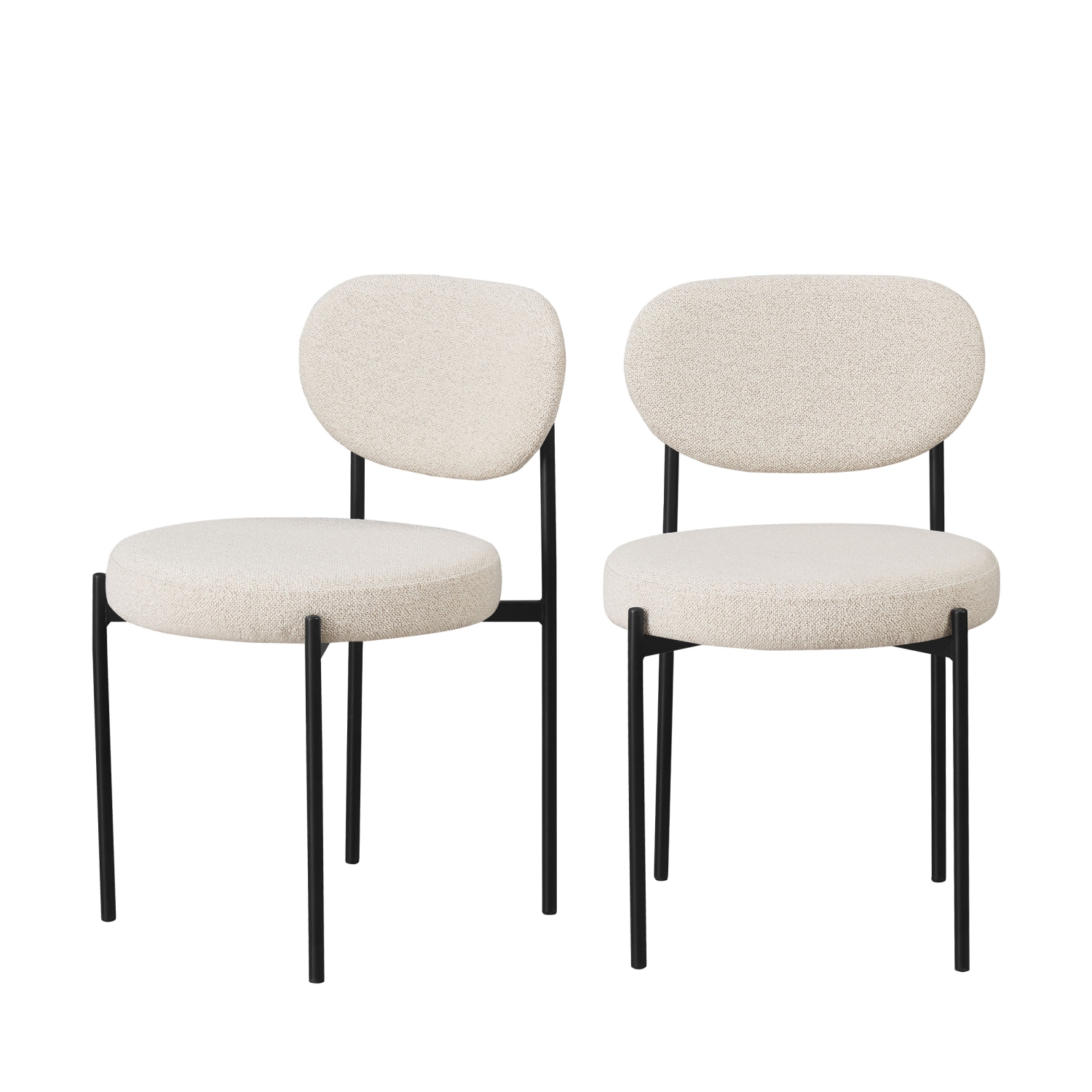 Kyoto - Lot de 2 chaises en tissu bouclette et métal - Écru