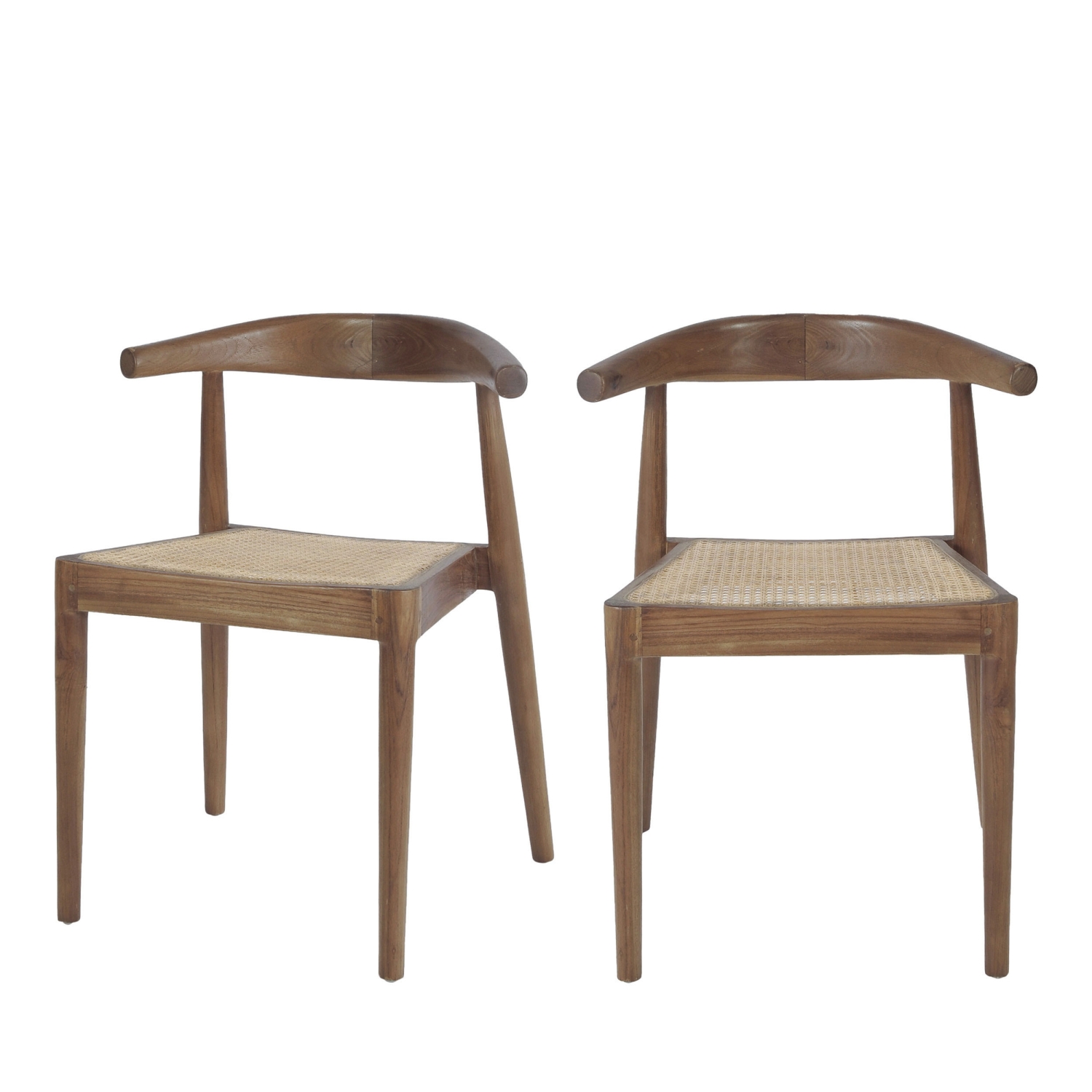 Bunga - Lot de 2 chaises en teck et cannage - Bois foncé