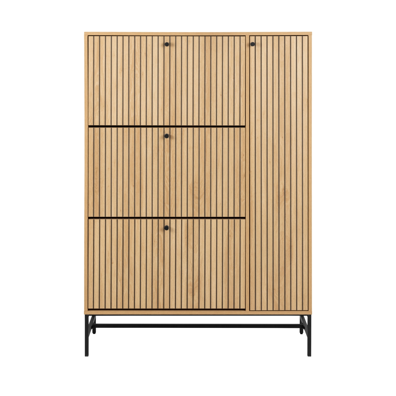Storo - Meuble à chaussures 4 portes en bois et métal L98,7cm - Bois clair