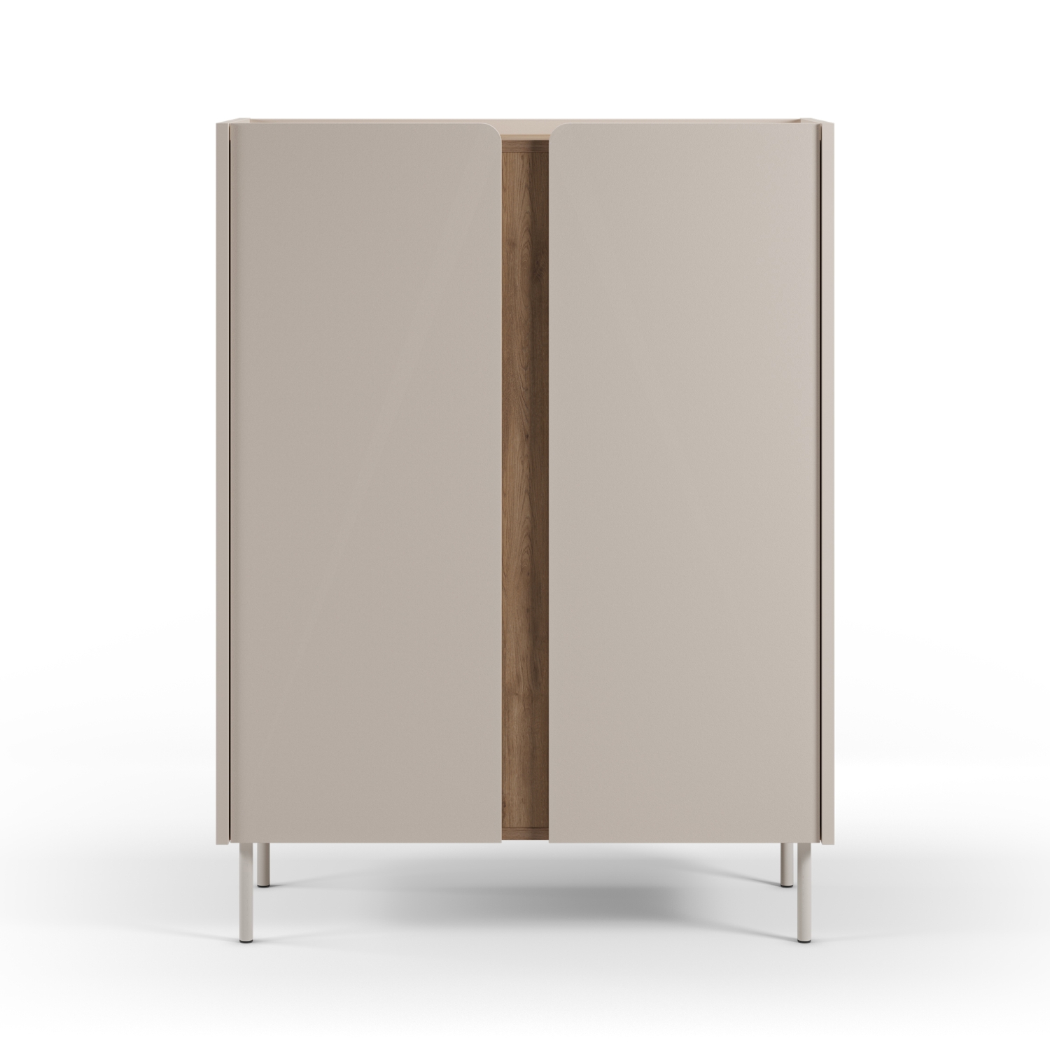 Boxy - Buffet 2 portes en bois et métal H120cm - Beige