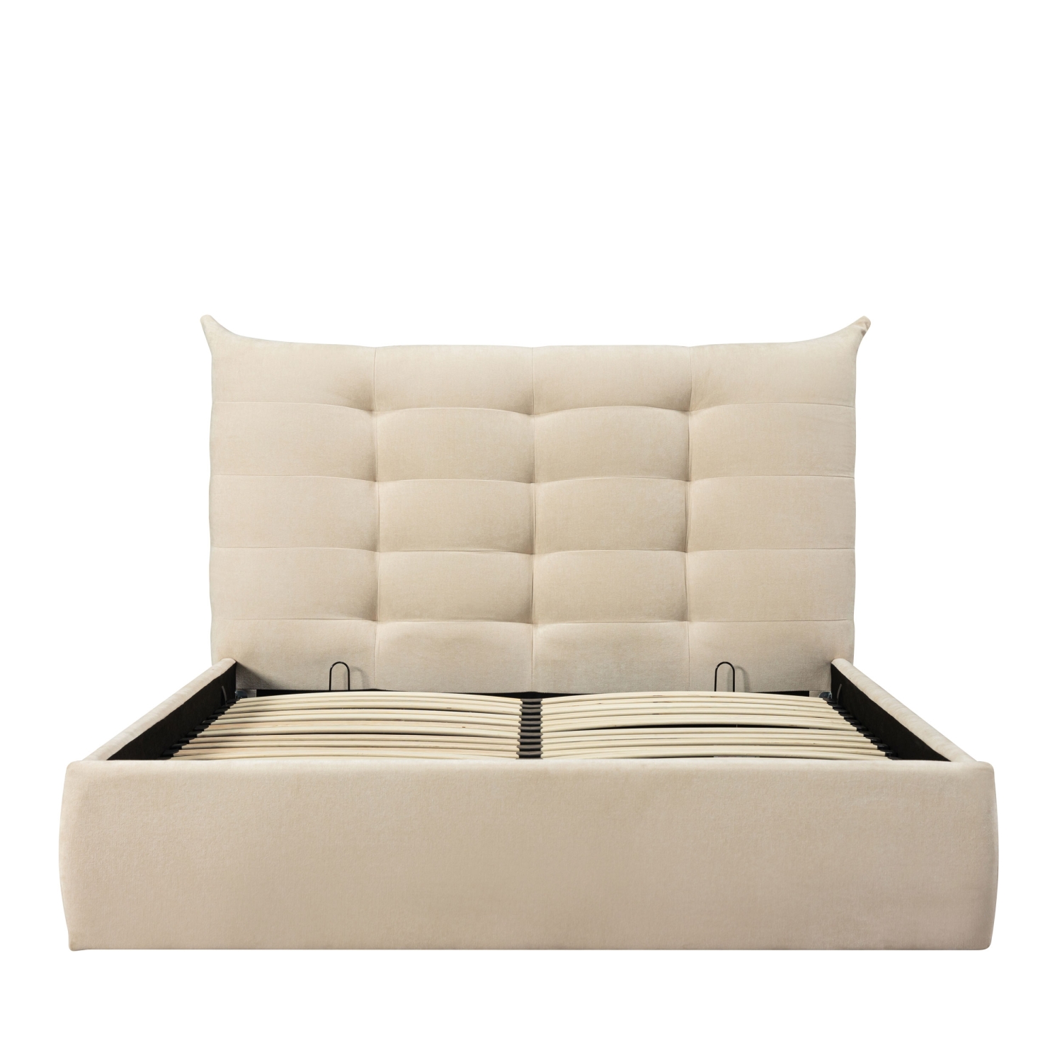 Serenita - Lit coffre en tissu 140x190cm - Écru