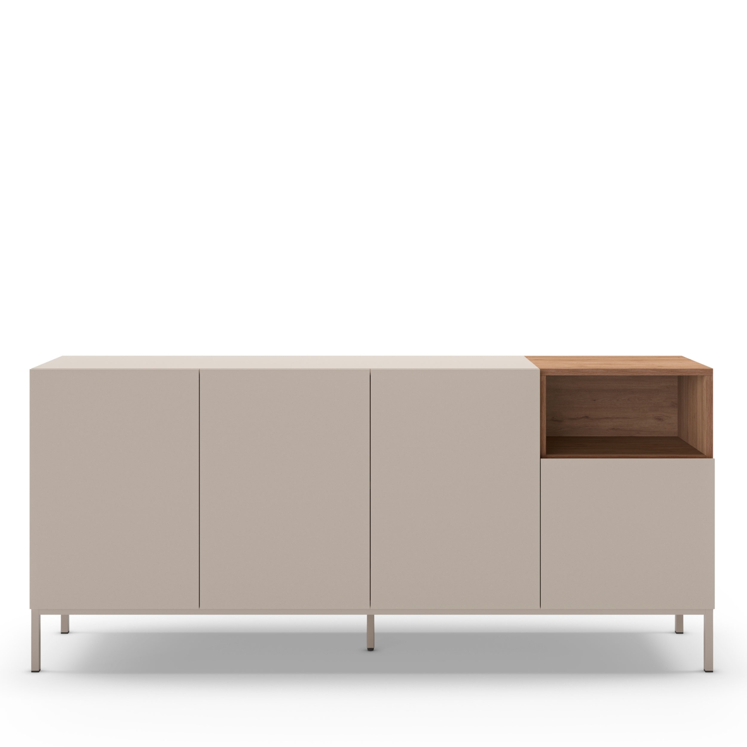 Quenor - Buffet 4 portes en bois et métal L180cm - Beige