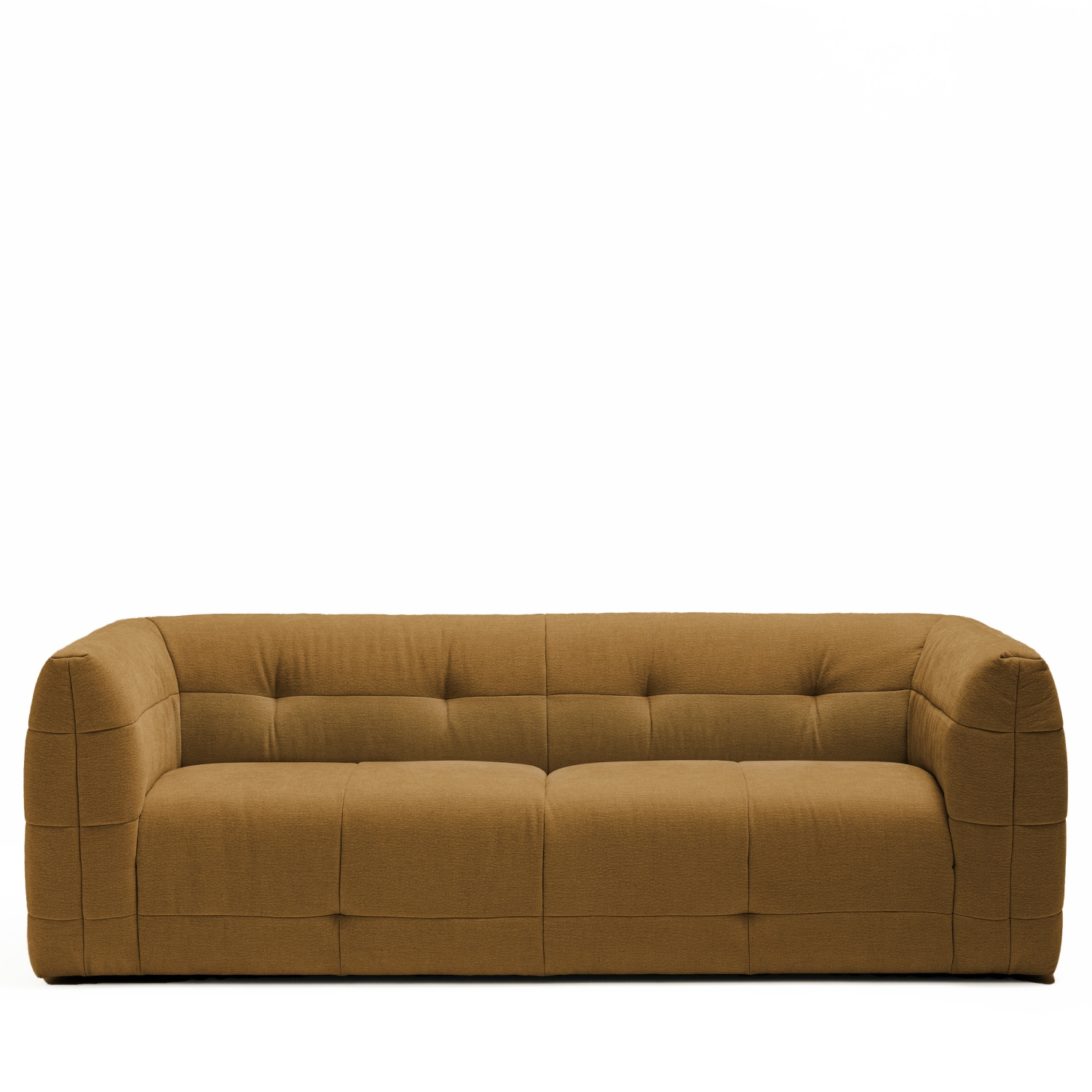 Naos - Canapé droit 3 places en tissu à effet capitonné - Bronze