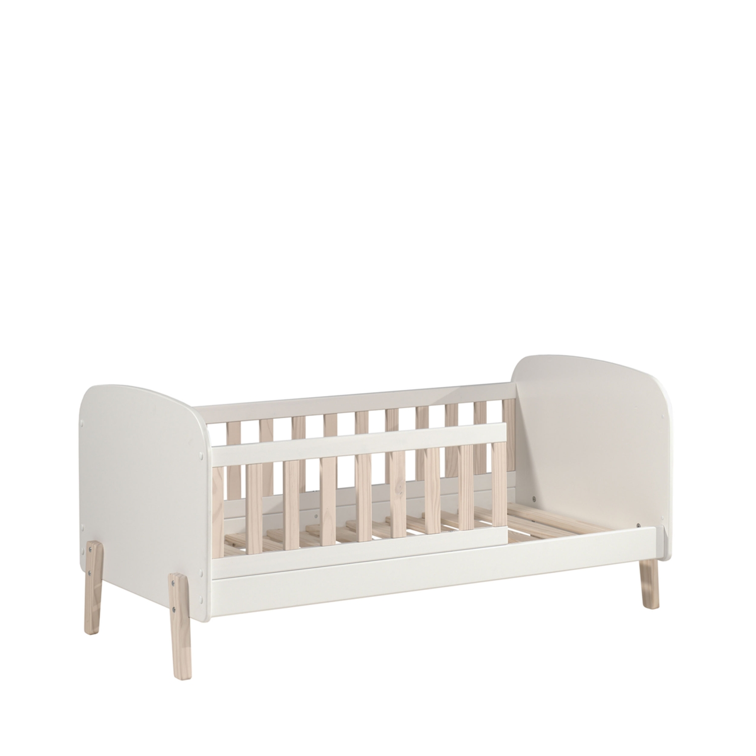Aulia - Lit enfant avec barrières en bois 70x140cm - Blanc
