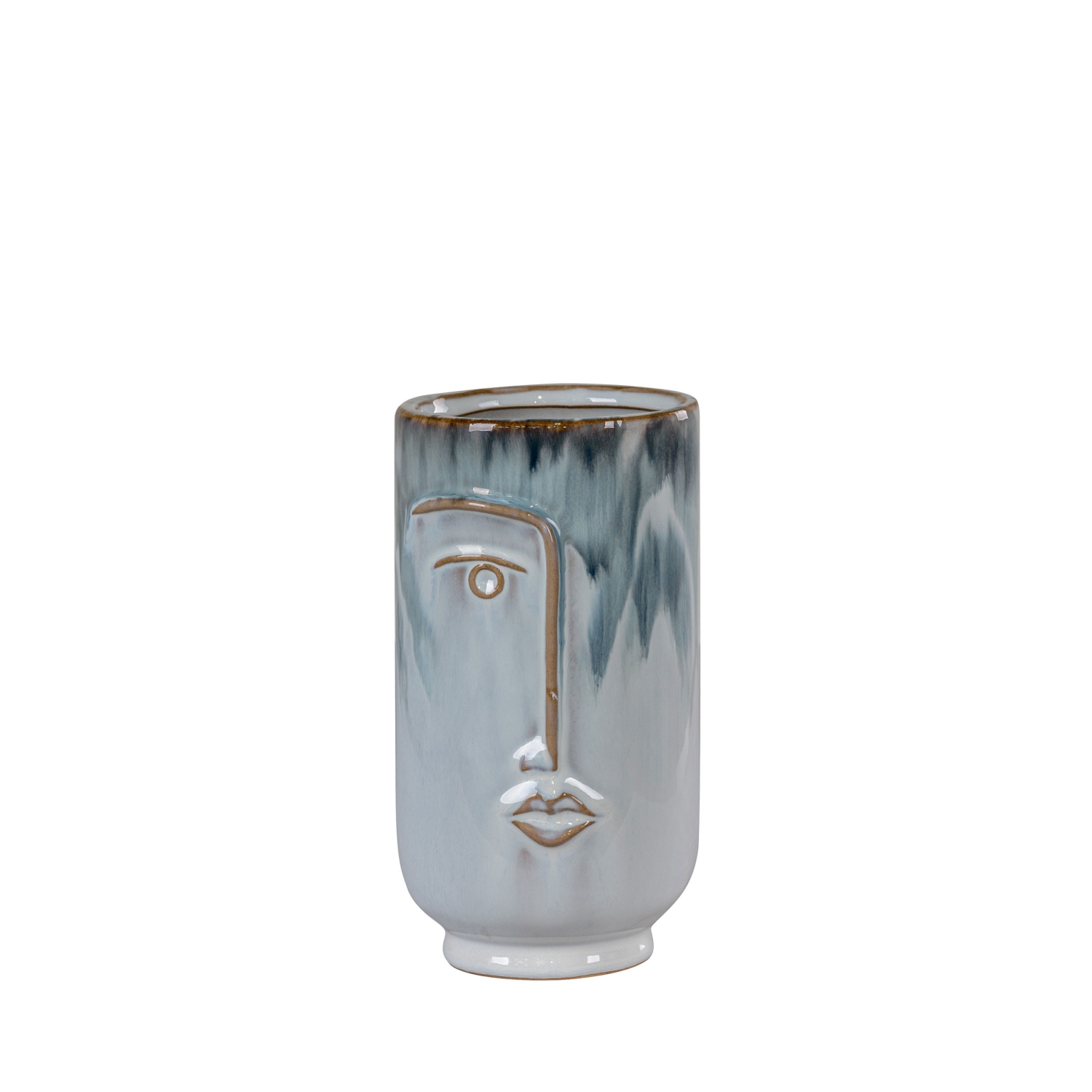 Elena - Vase en céramique avec visage H17cm - Gris bleuté