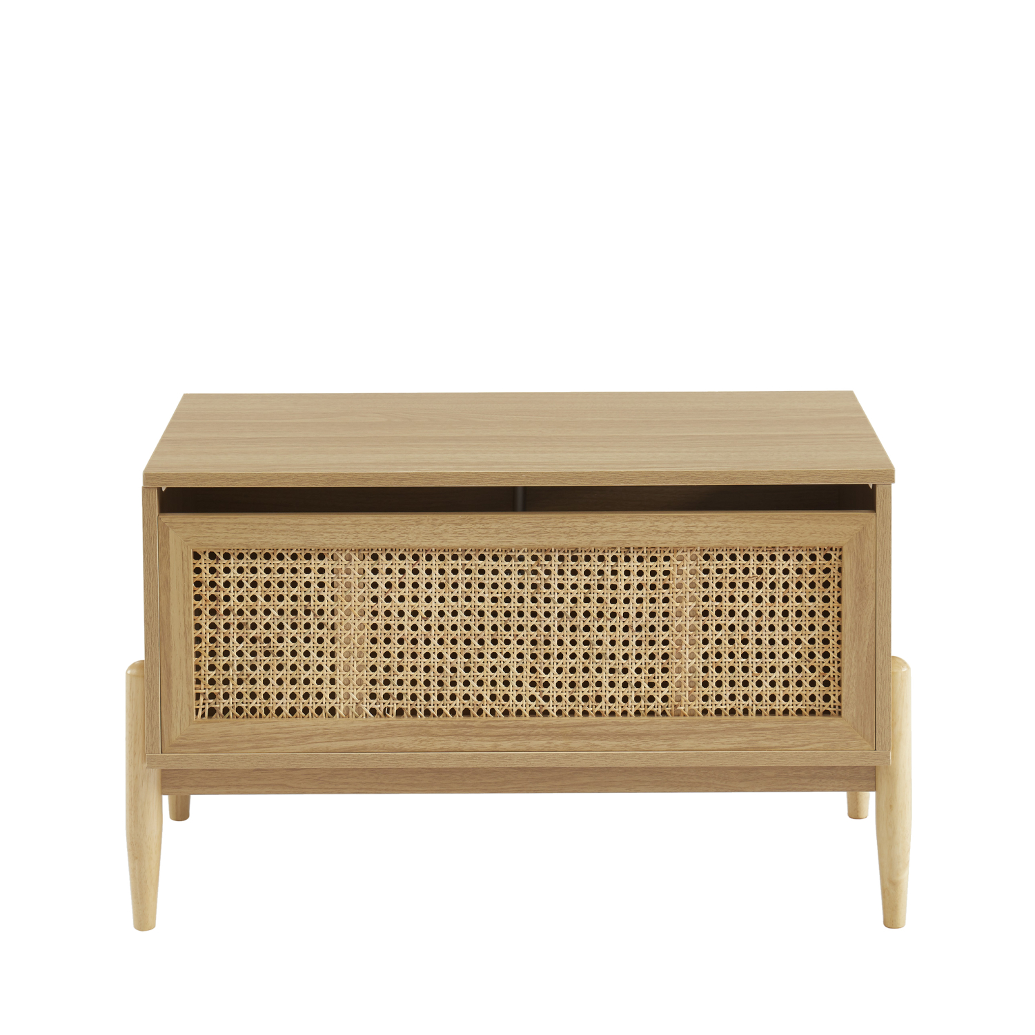 Lilou - Coffre de rangement enfant en bois et cannage L74cm - Bois clair