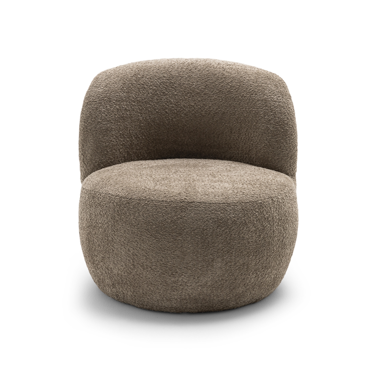 Mo - Fauteuil rond en tissu bouclette - Taupe