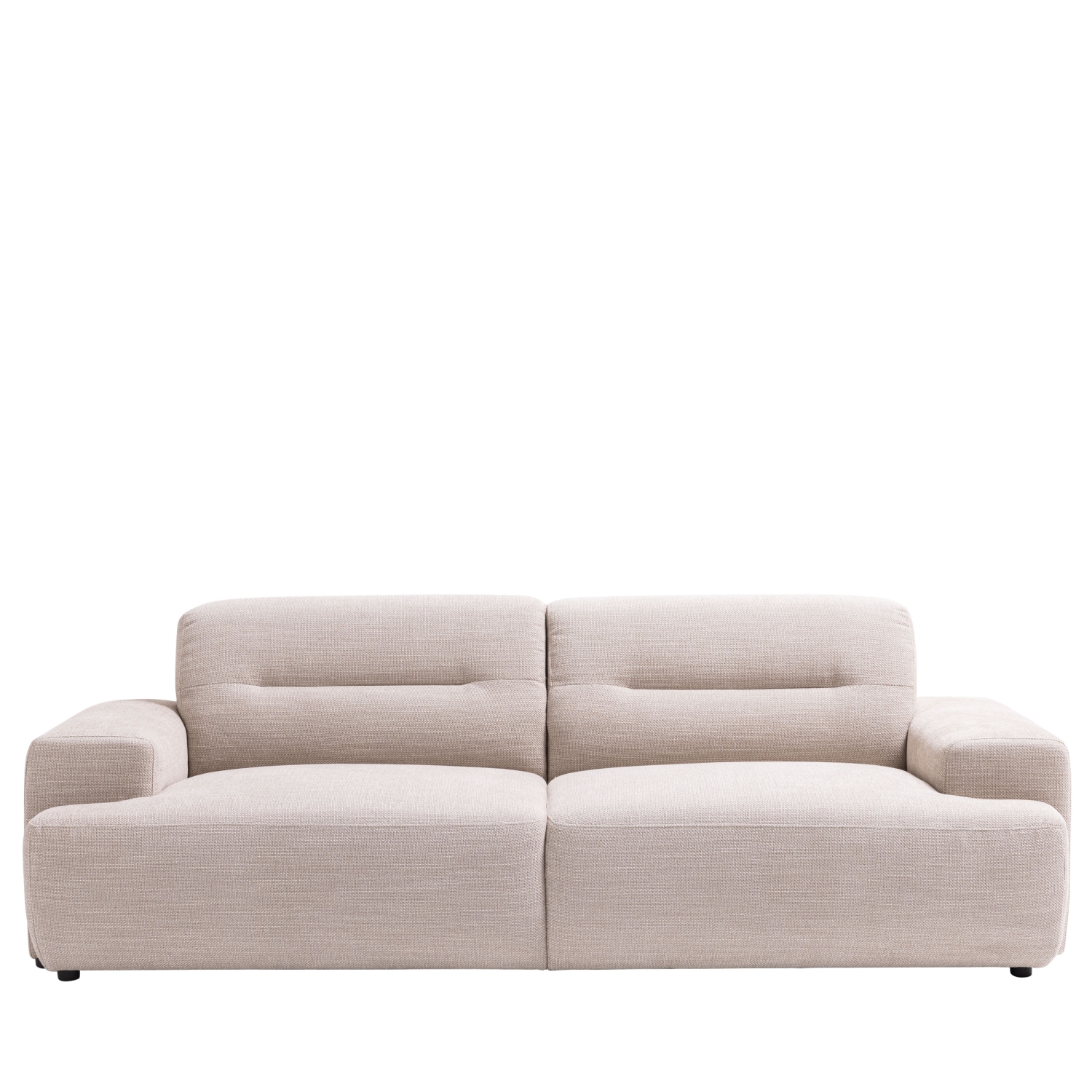 Stune - Canapé droit 4 places en tissu à accoudoirs larges - Beige