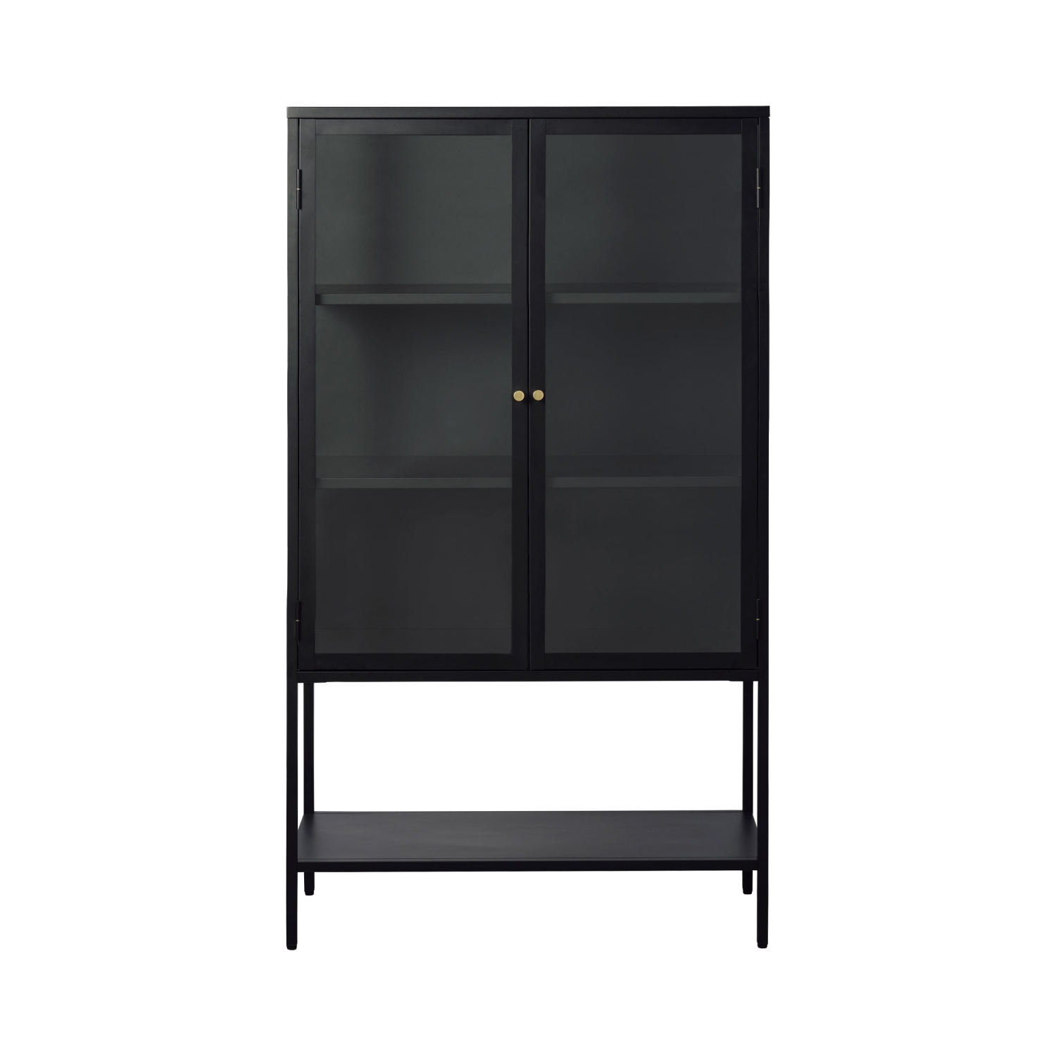 Adare - Buffet haut 2 portes en verre trempé et métal H160cm - Noir