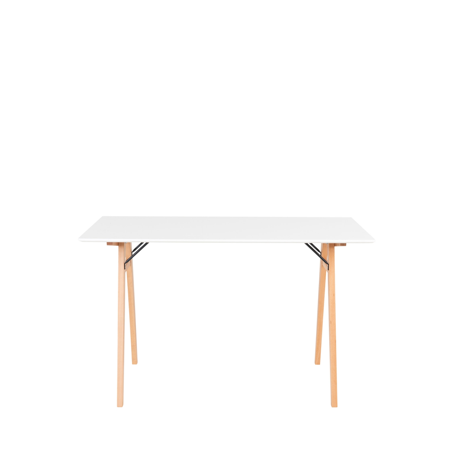 Vojens - Bureau pieds bois clair L120cm - Blanc