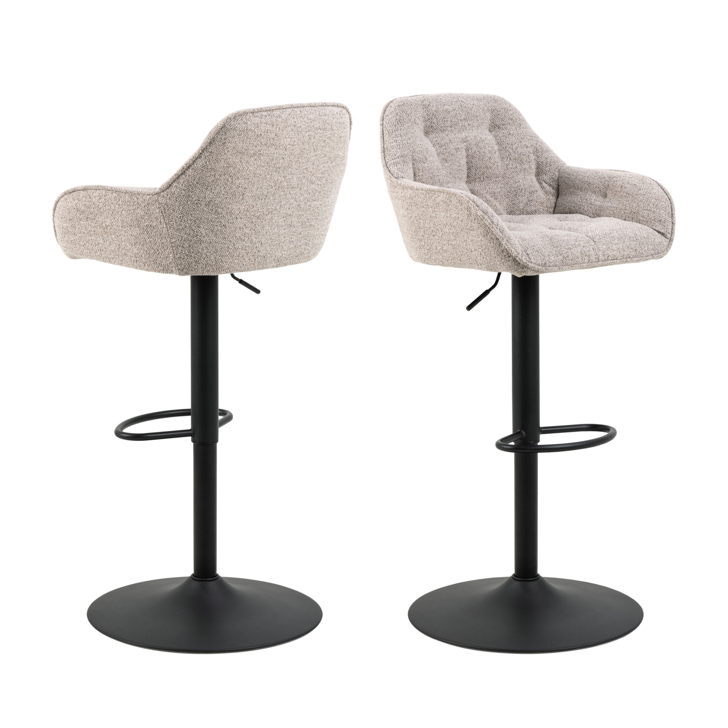 Capito - Lot de 2 tabourets de bar réglables en tissu et métal H63-84cm - Beige