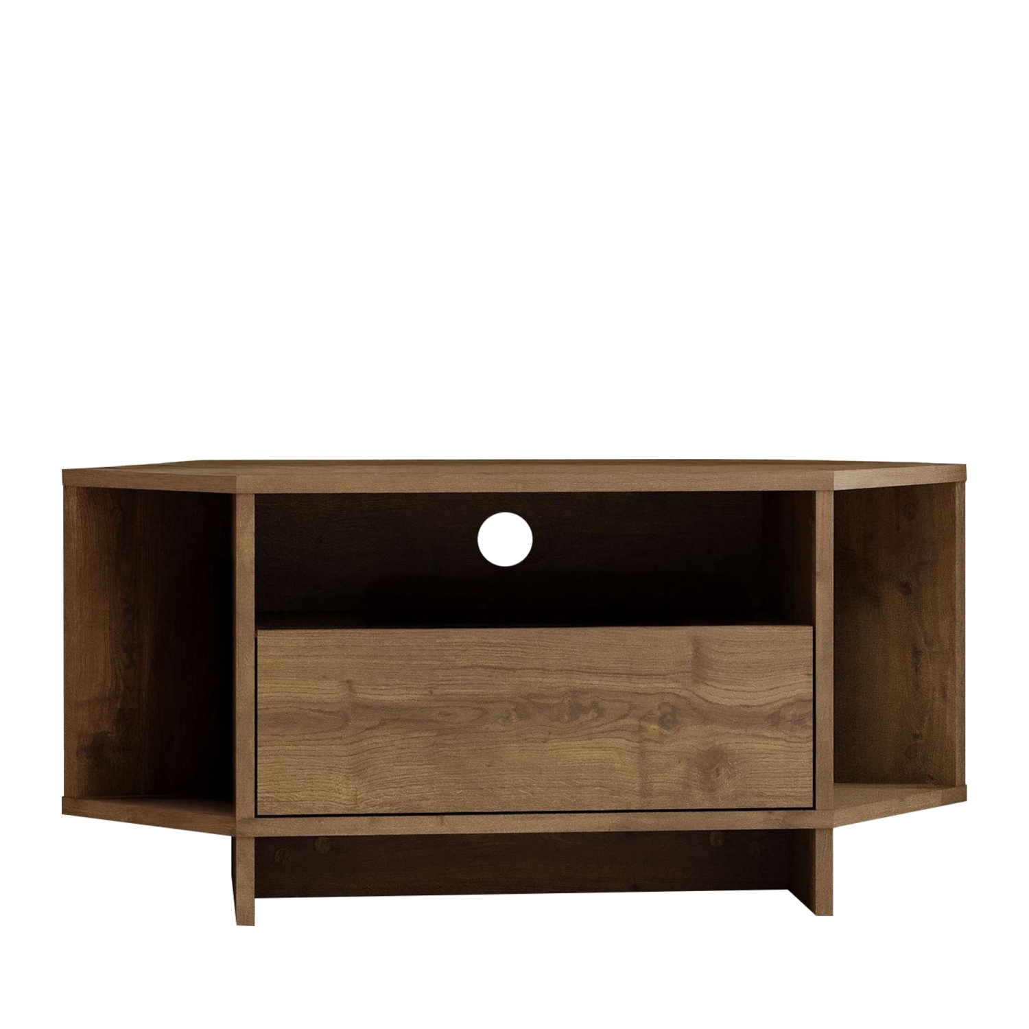 Cano - Meuble TV d'angle 1 porte en bois L95,7cm - Bois foncé